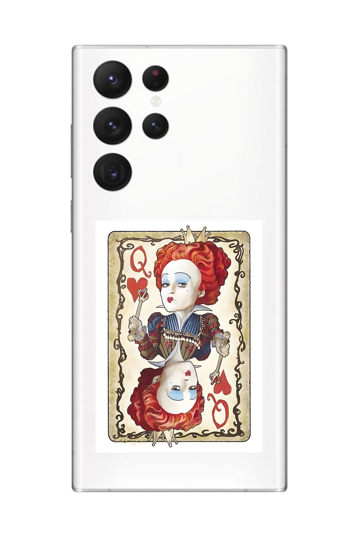 Dali Design Galaxy S22 Ultra Uyumlu Şeffaf Kılıf Kartlar Queen 3 Tasarımlı