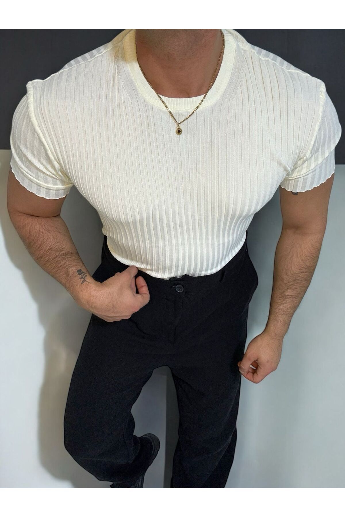 Butik Ross Italyan Kesin Fitilli Tisört