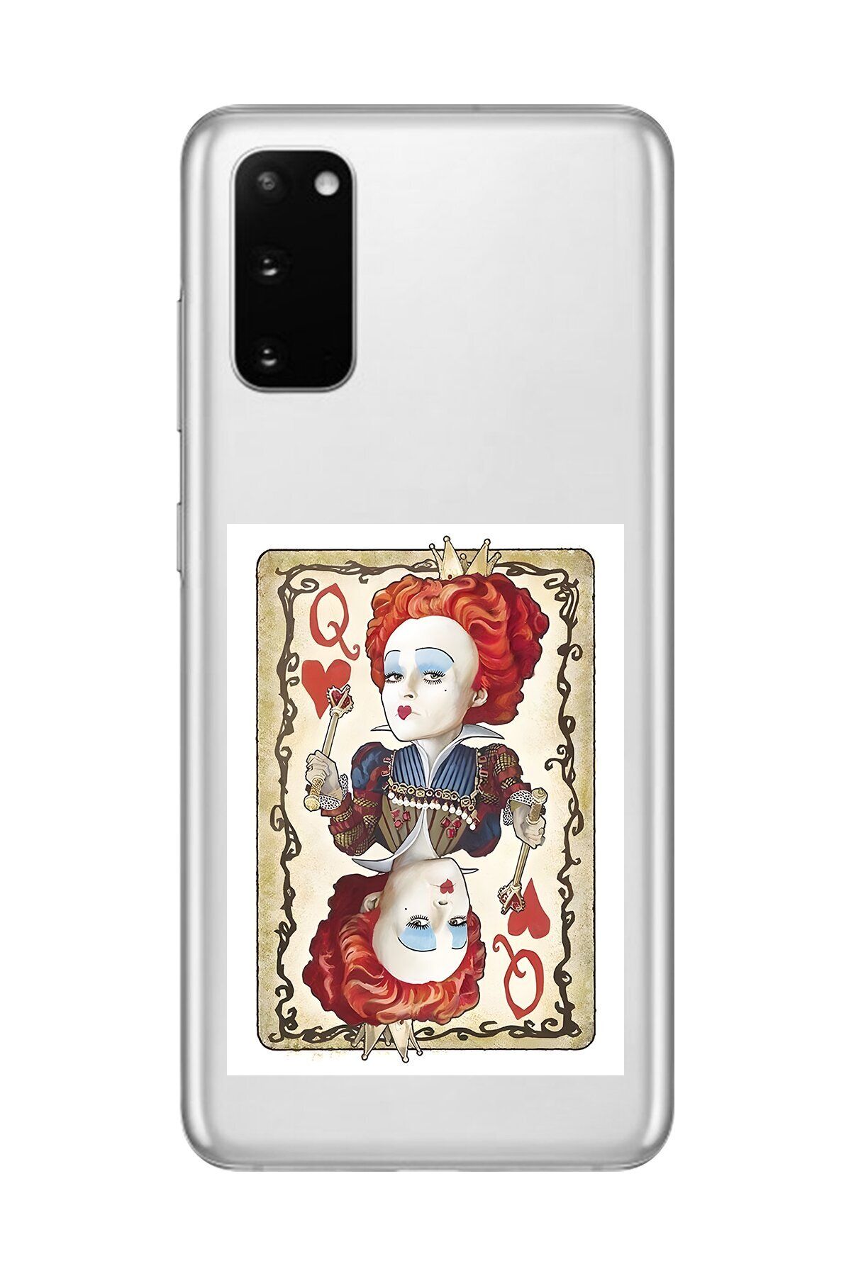 Dali Design Galaxy S20 Uyumlu Şeffaf Kılıf Kartlar Queen 3 Tasarımlı