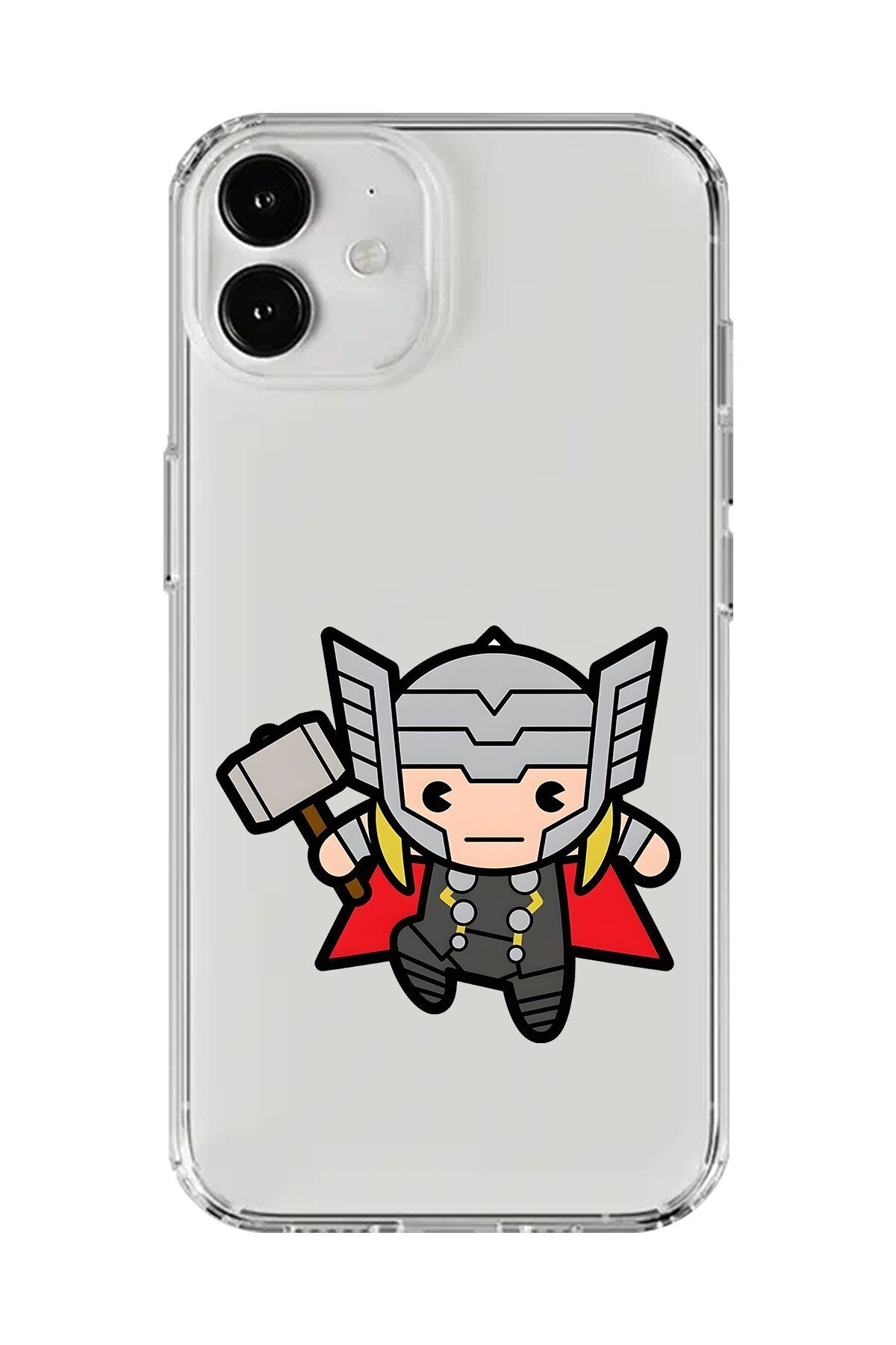 Dali Design iPhone 12 Uyumlu Şeffaf Kılıf Chibi Thor 5 Tasarımlı