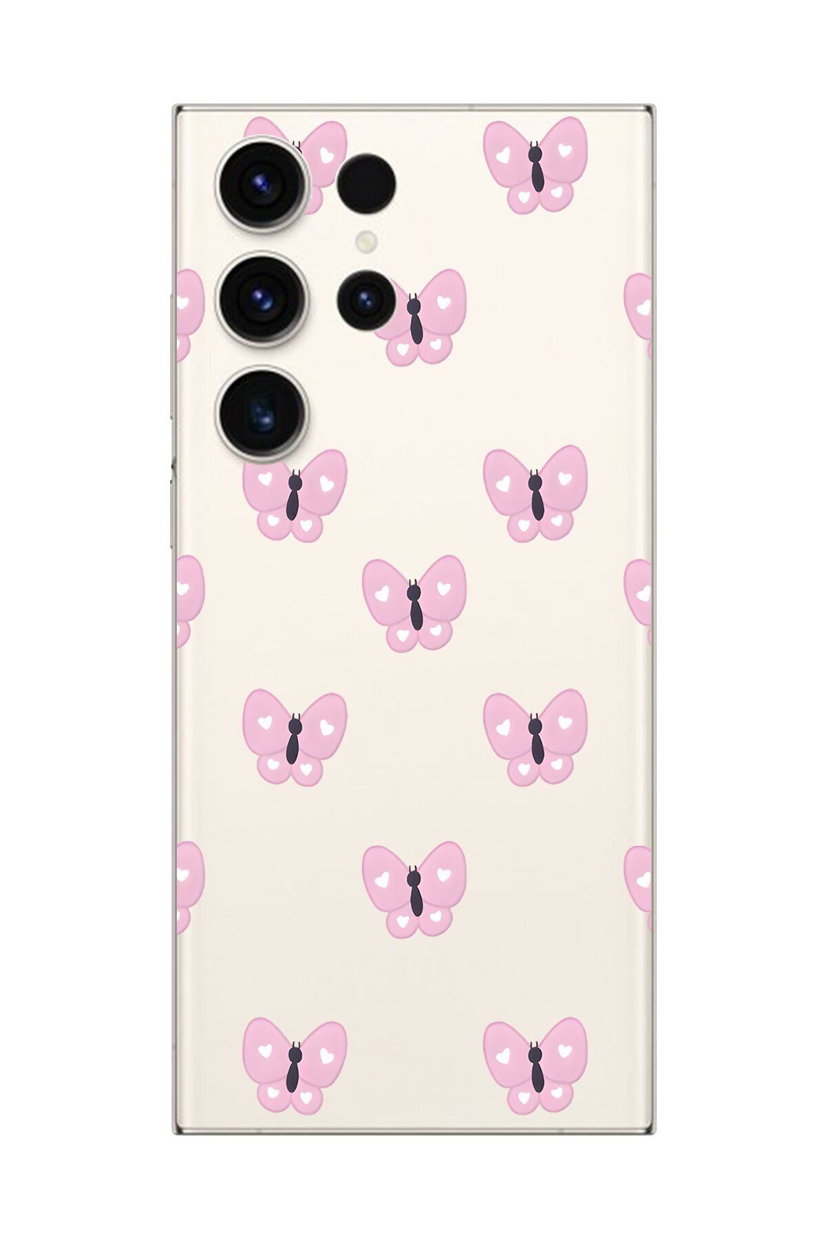 Dali Design Galaxy S23 Ultra Uyumlu Şeffaf Kılıf Şeffaf Şeffaf Kelebek 1 Tasarımlı