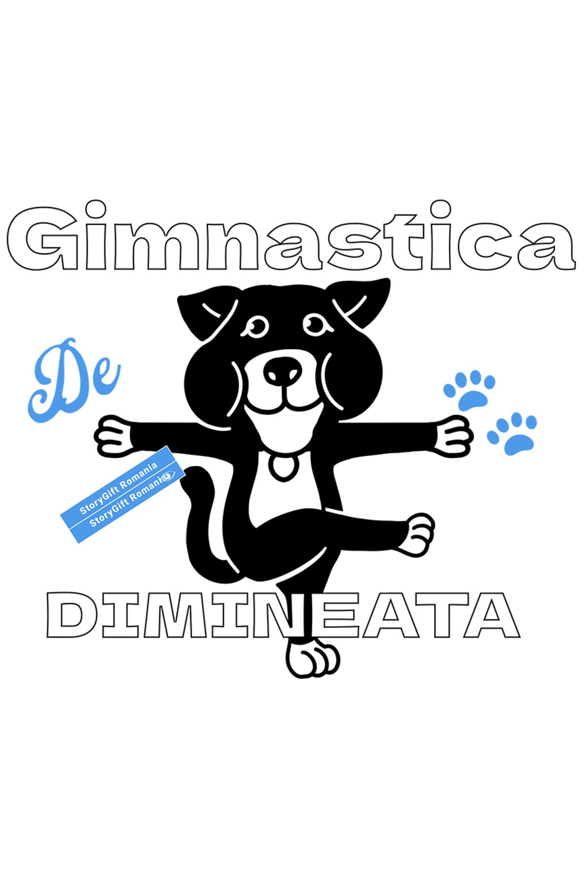 StoryGift Romania Sticker Adeziv 90cm Adeziv Gimnastica De Dimineata Caine Animal Haios Cu Margini Albe, Pvc Vin - One Size