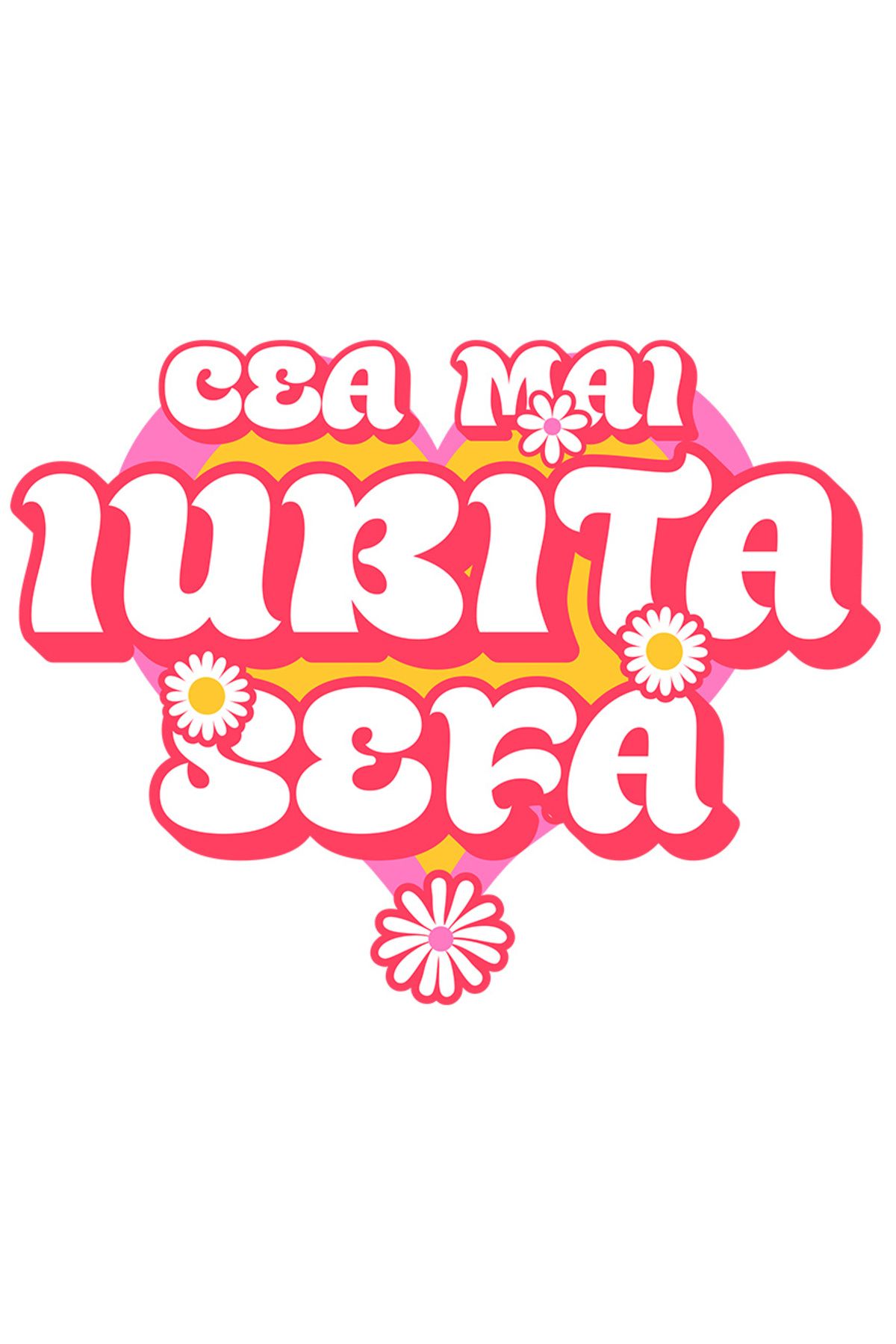 StoryGift Romania Sticker Cu Inima Colorata Flori Text Haios Cea Mai Iubita Sefa Munca Meserie Cu Margini Al - One Size