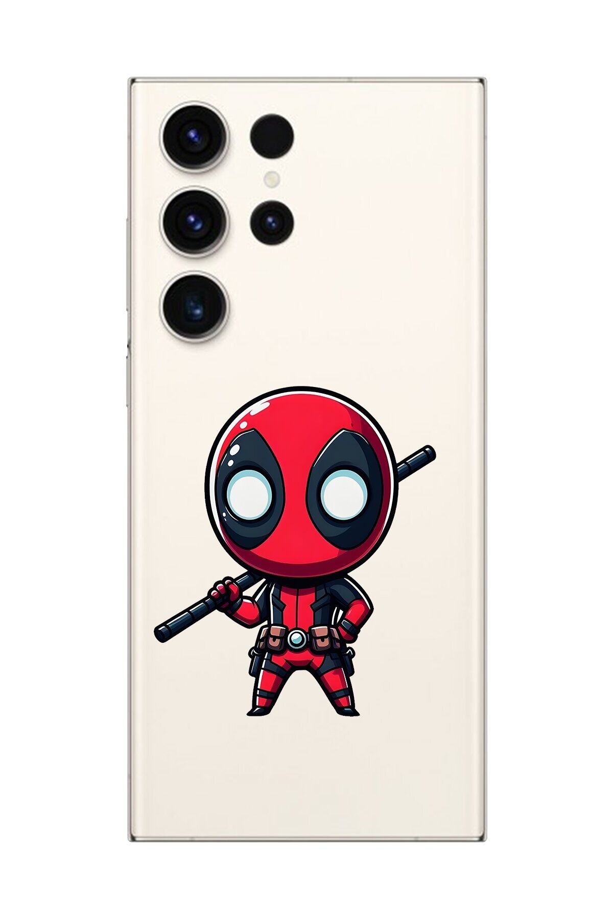 Dali Design Samsung Galaxy S23 Ultra Uyumlu Şeffaf Kılıf Chibi Deadpool 8 Tasarımlı