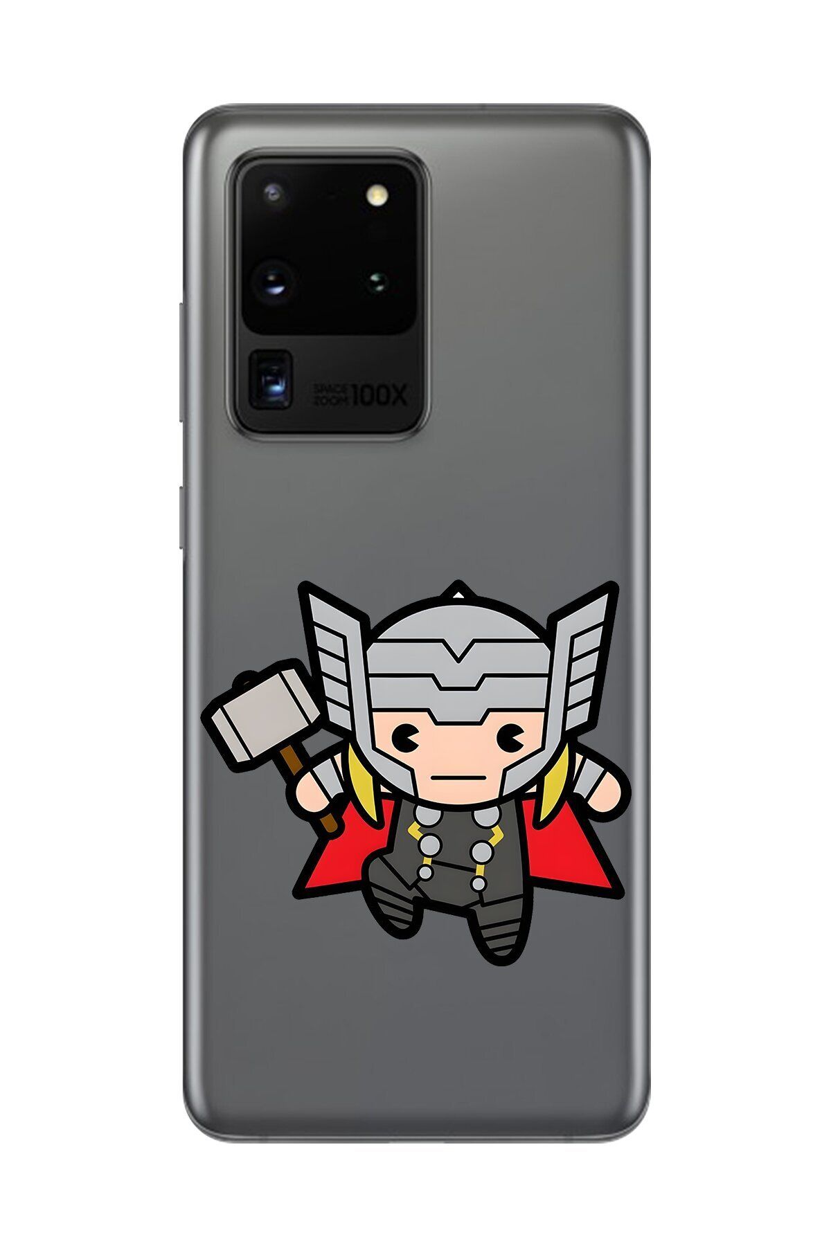 Dali Design Galaxy S20 Ultra Uyumlu Şeffaf Kılıf Chibi Thor 5 Tasarımlı