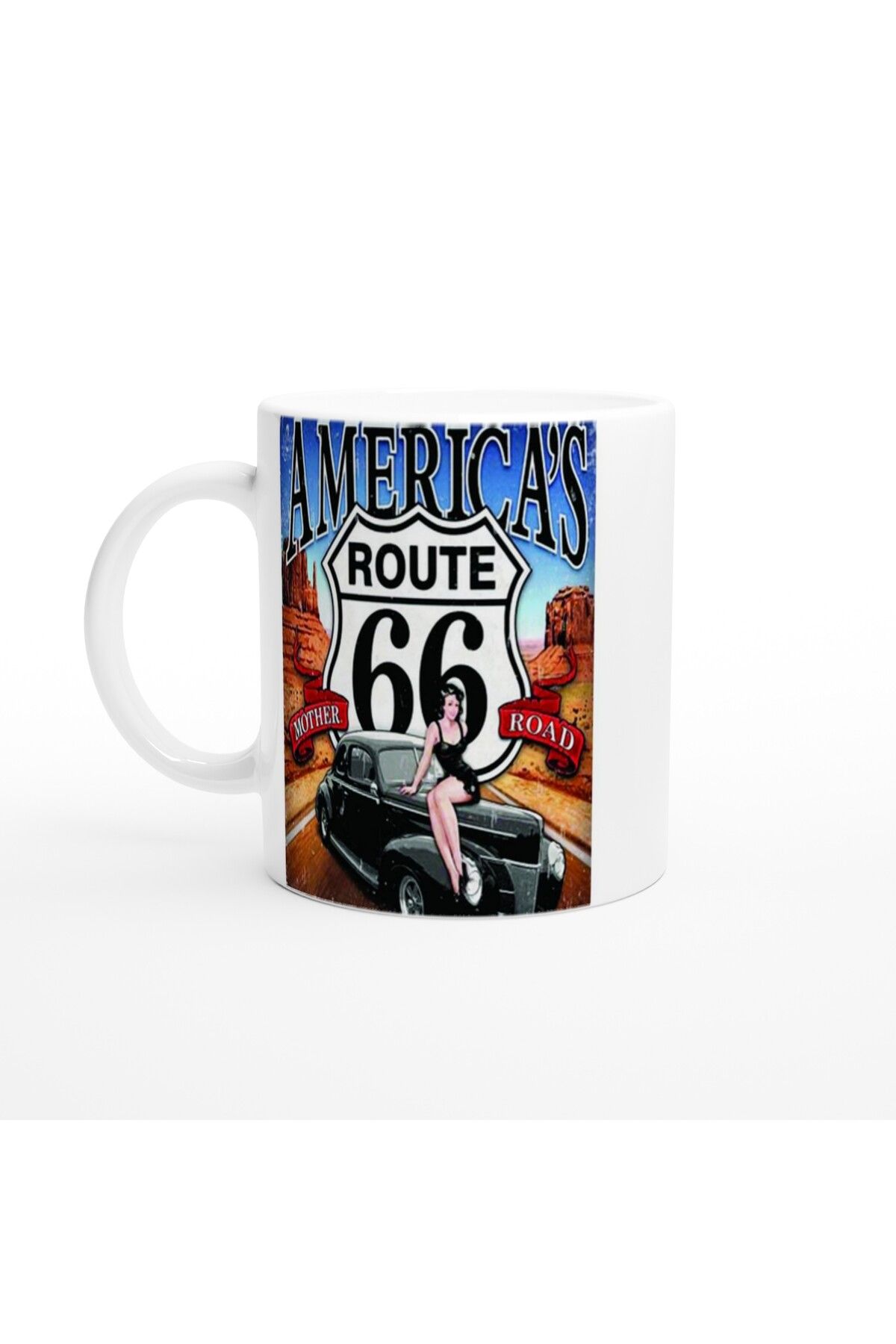 Wisdom Rain Route 66 Retro Pin-Up Kupa Bardak