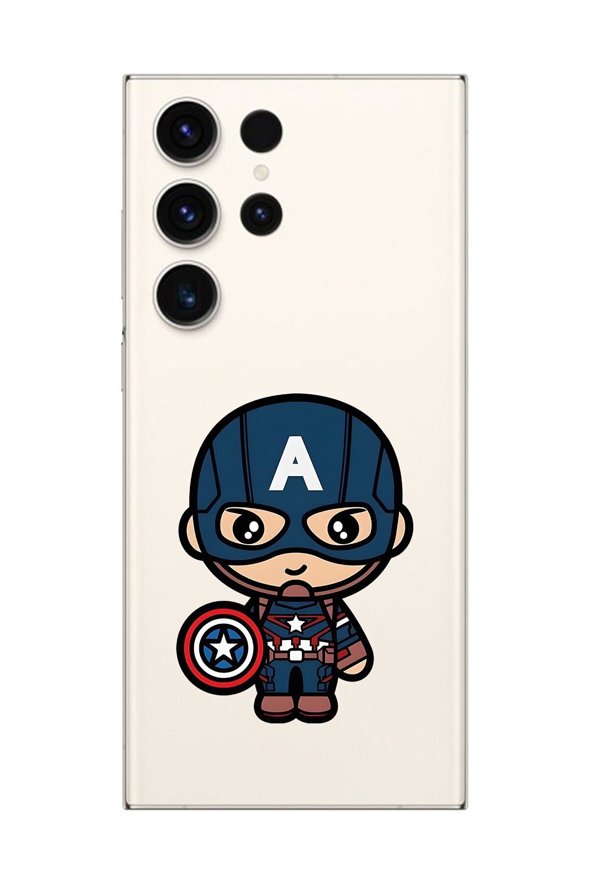Dali Design Galaxy S23 Ultra Uyumlu Şeffaf Kılıf Chibi Captain America 4 Tasarımlı