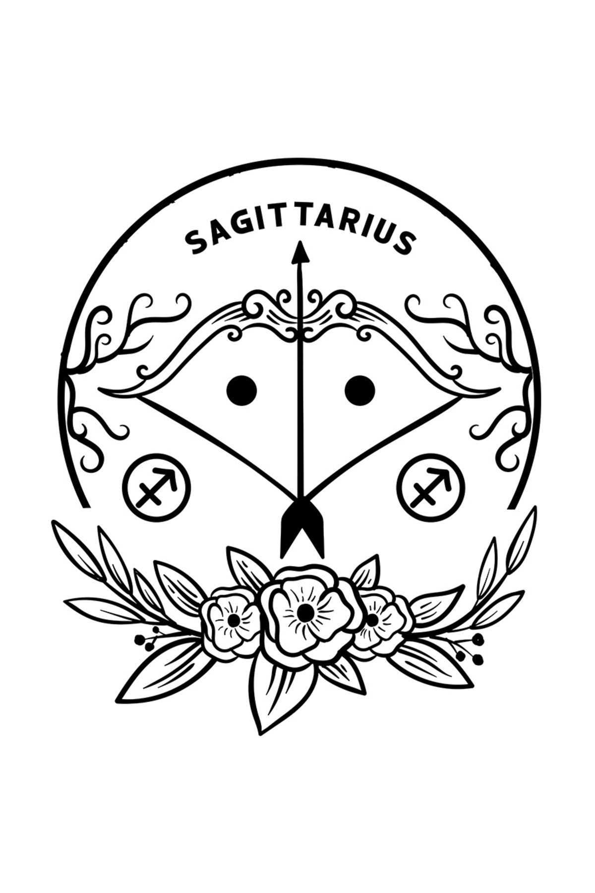 StoryGift Romania Sticker Cu Zodia Sagetator, Ilustratie, Zodie, Astrologie, Simbol, Semn, Arc Cu Sageti, Fl - One Size