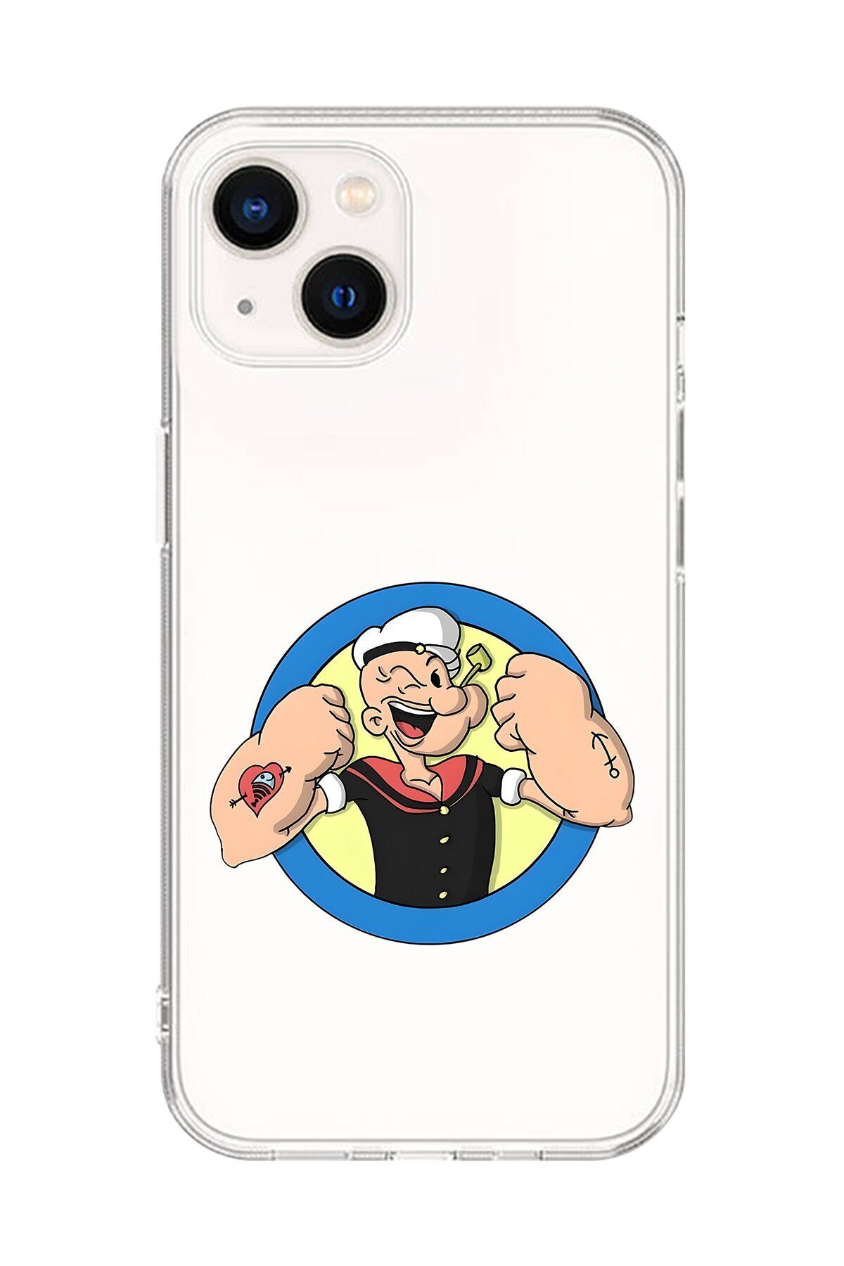 Dali Design iPhone 13 Mini Uyumlu Şeffaf Kılıf Cartoon Popeye 12 Tasarımlı