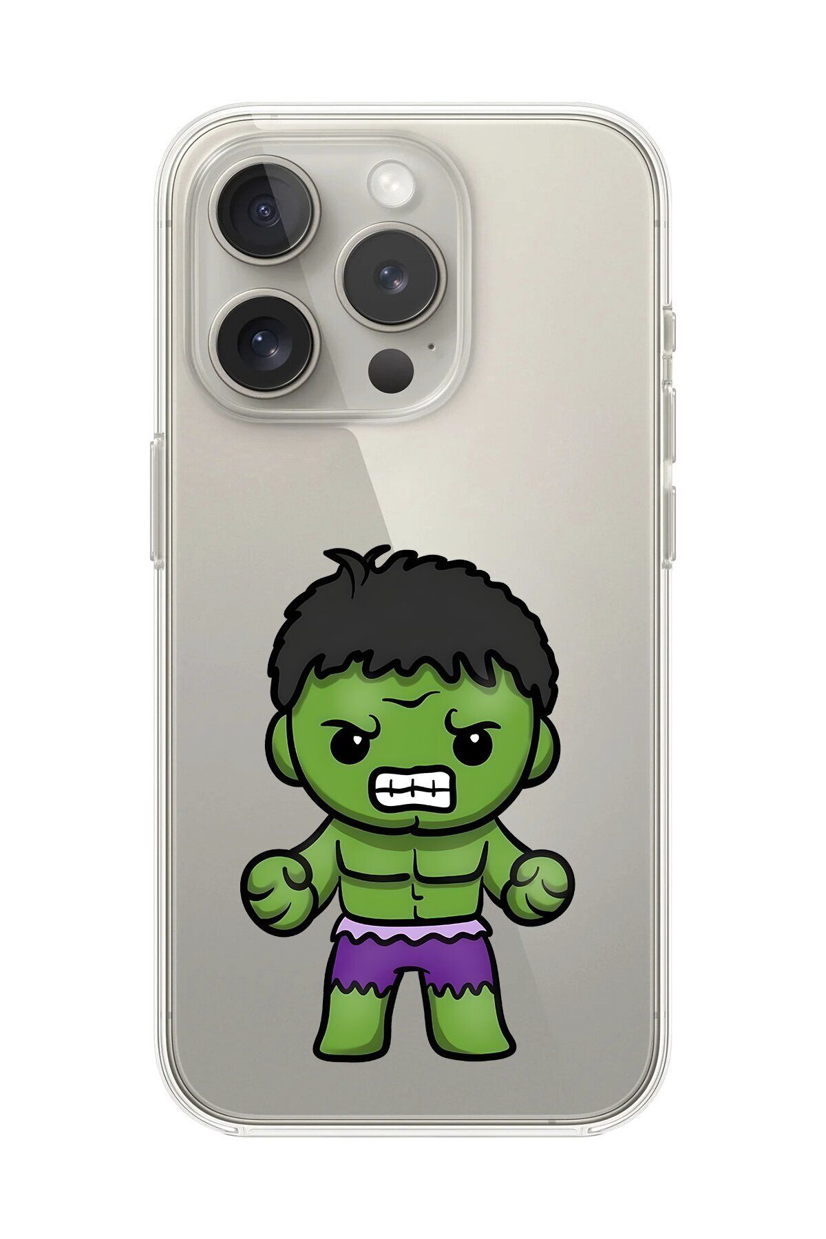 Dali Design iPhone 16 Pro Max Uyumlu Şeffaf Kılıf Chibi Hulk 3 Tasarımlı