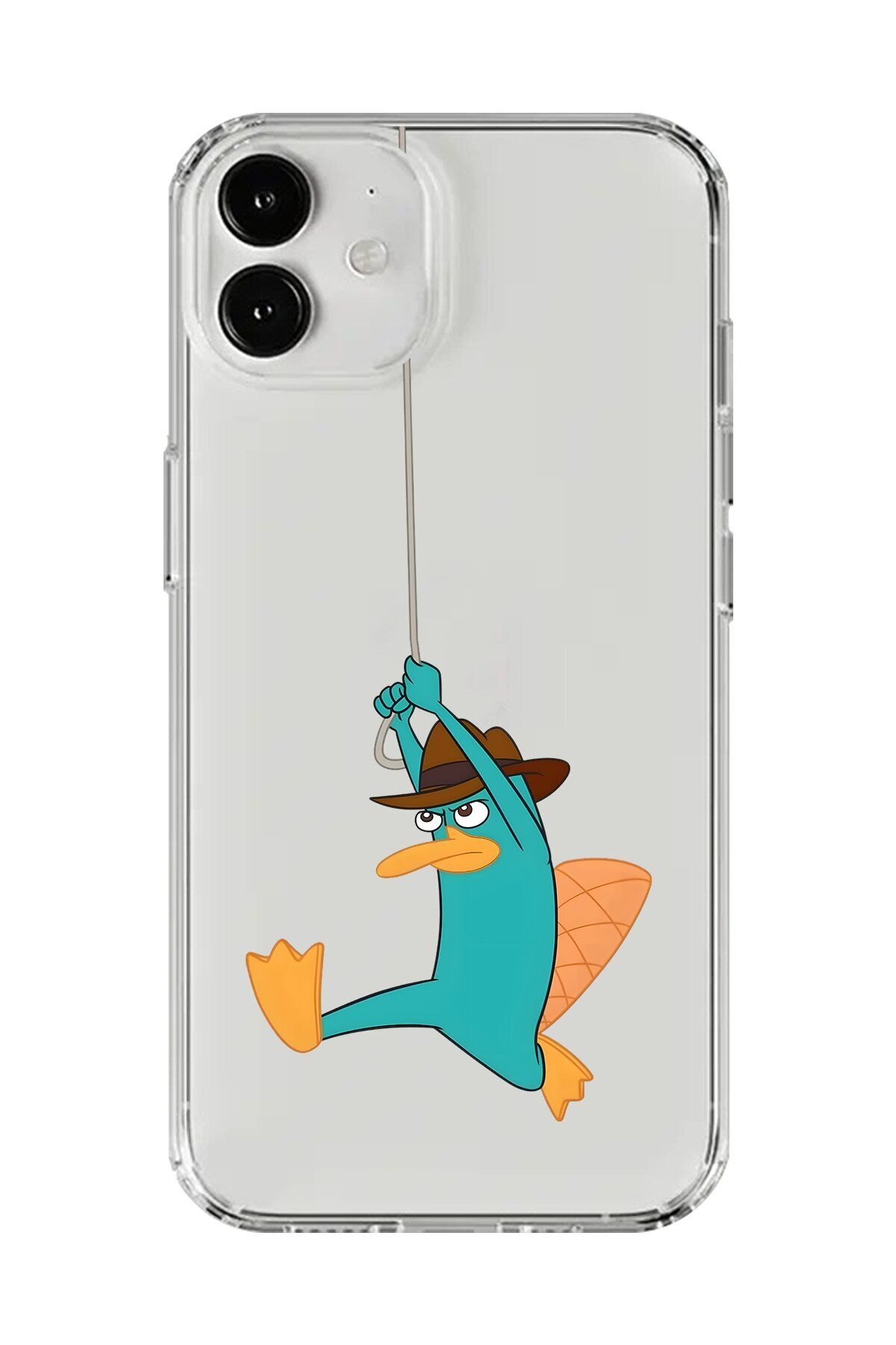 Dali Design iPhone 12 Mini Uyumlu Şeffaf Kılıf Cartoon Ornitorenk Perry 11 Tasarımlı