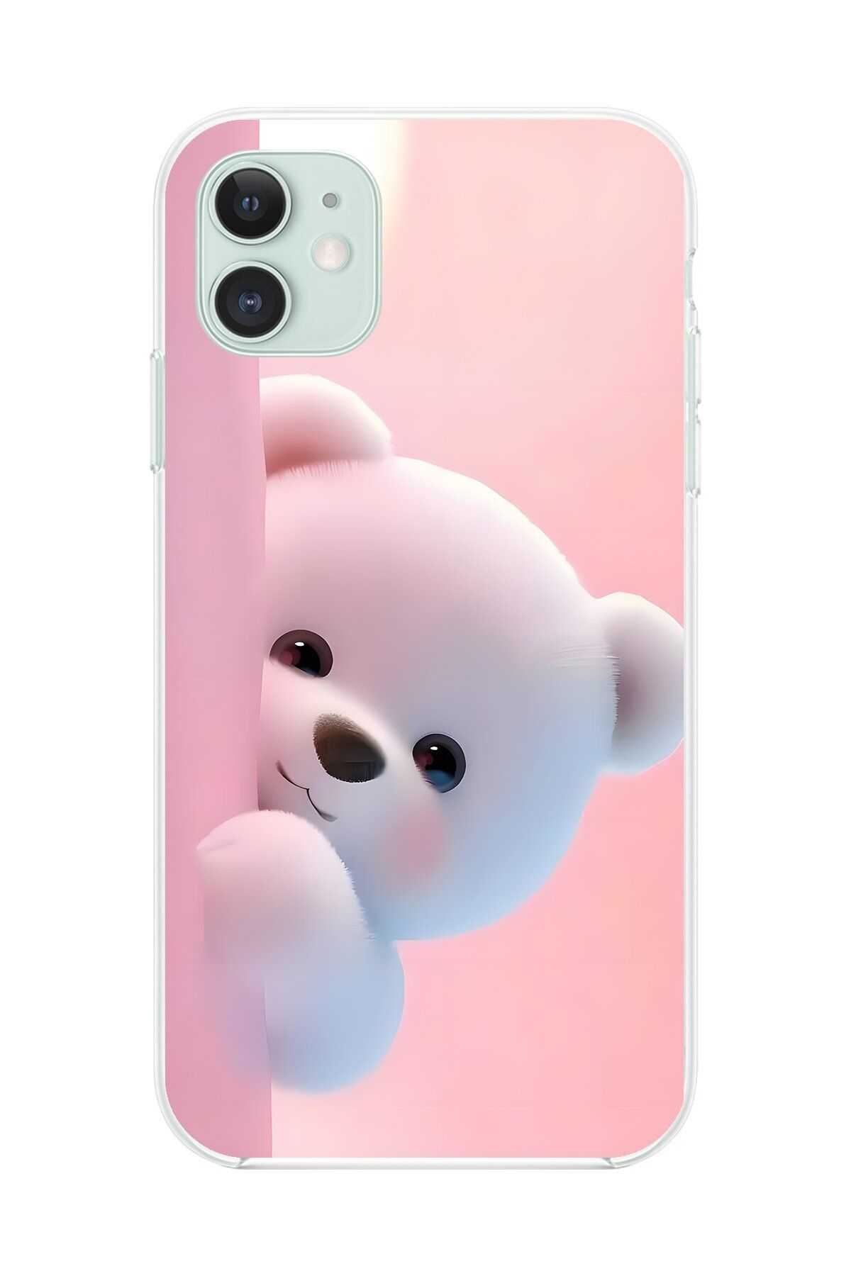 Dali Design iPhone 11 Uyumlu Şeffaf Kılıf 1 Peluş Ayıcık Tasarımlı