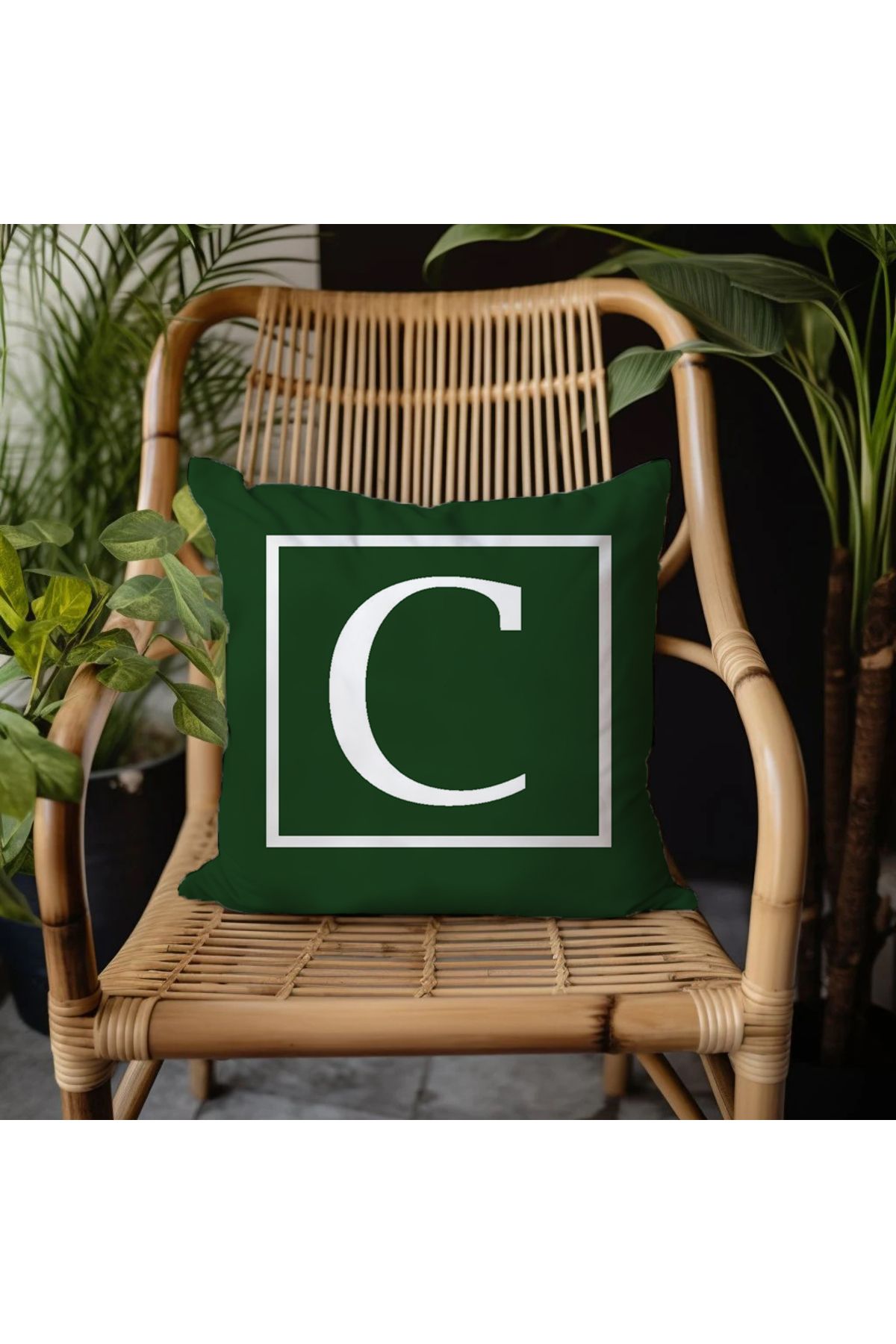 GREENDECOR C Harfi Elyaf Dolgulu Kırlent C Harfli Süs Yastık Dekoratif Kırlent 25x25 Ya Da 40x40cm Hediyelik