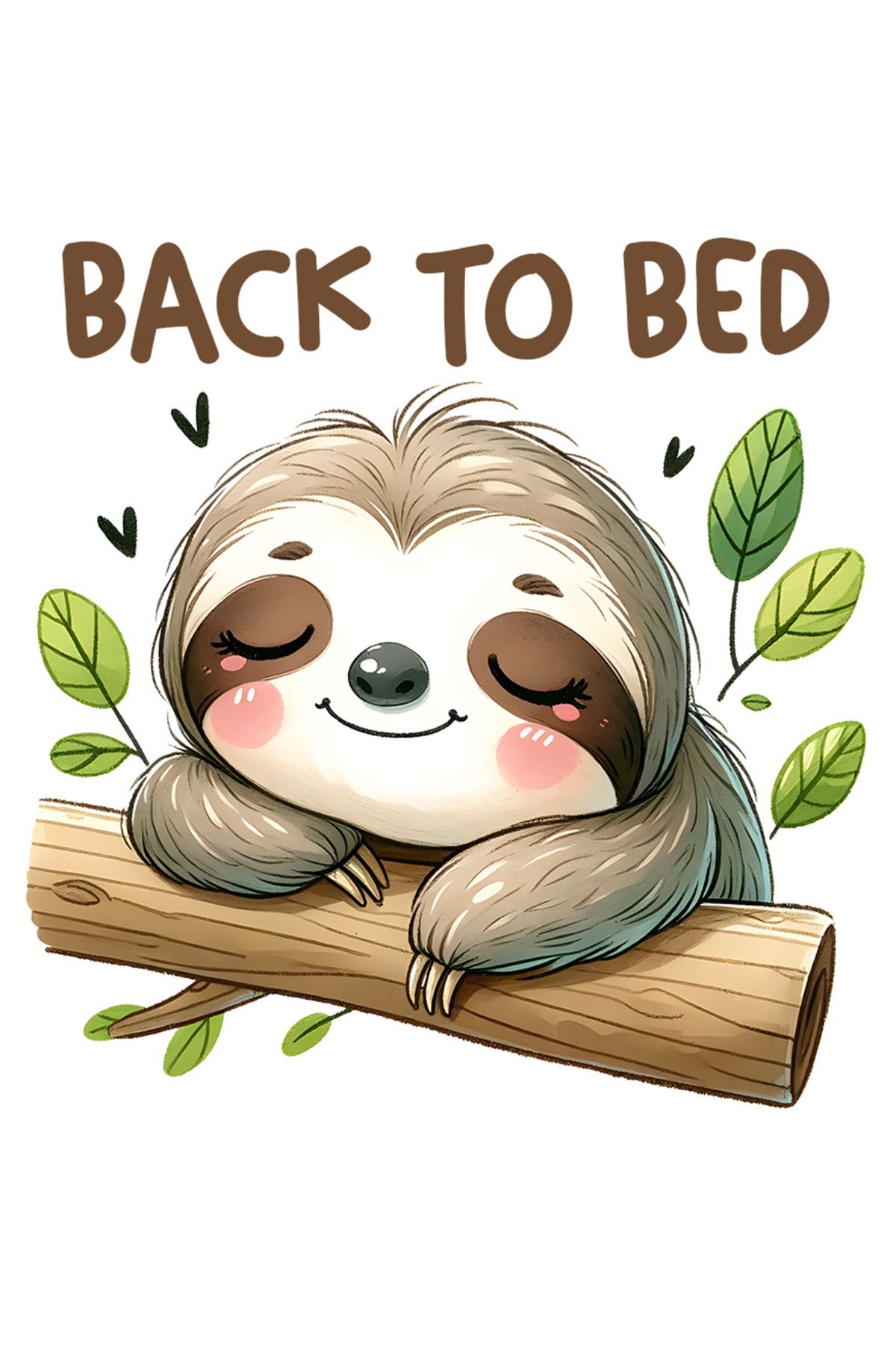 StoryGift Romania-Sticker 70CM with the sloth/lazy animal with the message "Back to bed", illustration, funny, 1