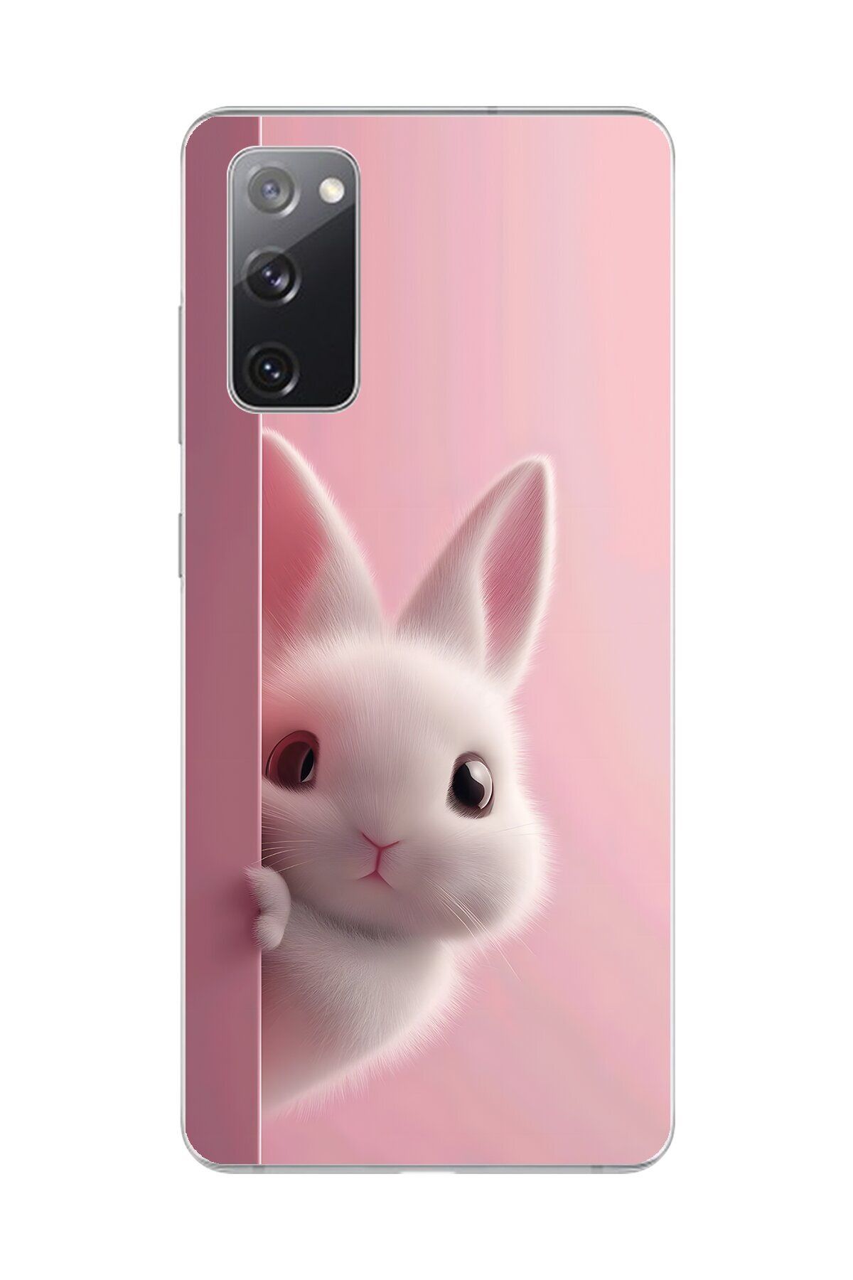 Dali Design Samsung Galaxy S20 FE Uyumlu Şeffaf Kılıf 5 Peluş Tavşan Tasarımlı