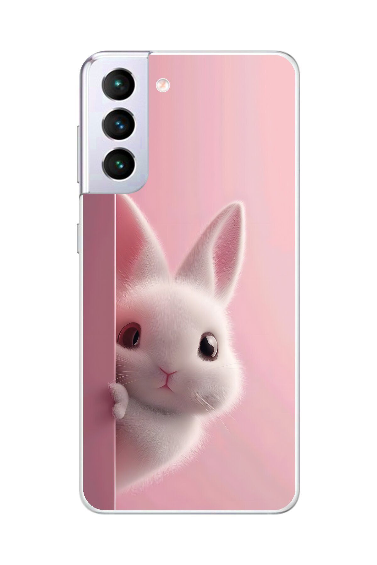Dali Design Samsung Galaxy S21+ Uyumlu Şeffaf Kılıf 5 Peluş Tavşan Tasarımlı