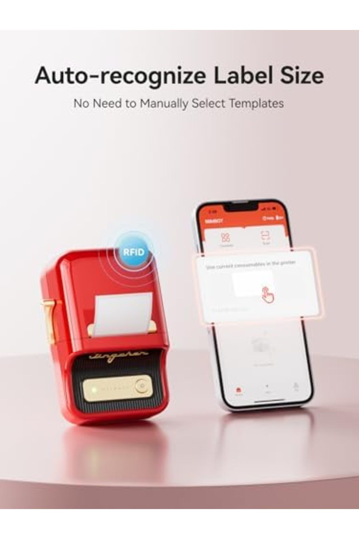 NiiMbot-B21 Mini Thermal Inkless Label Maker Compatible with iOS and Android, for Home Organisation, 8