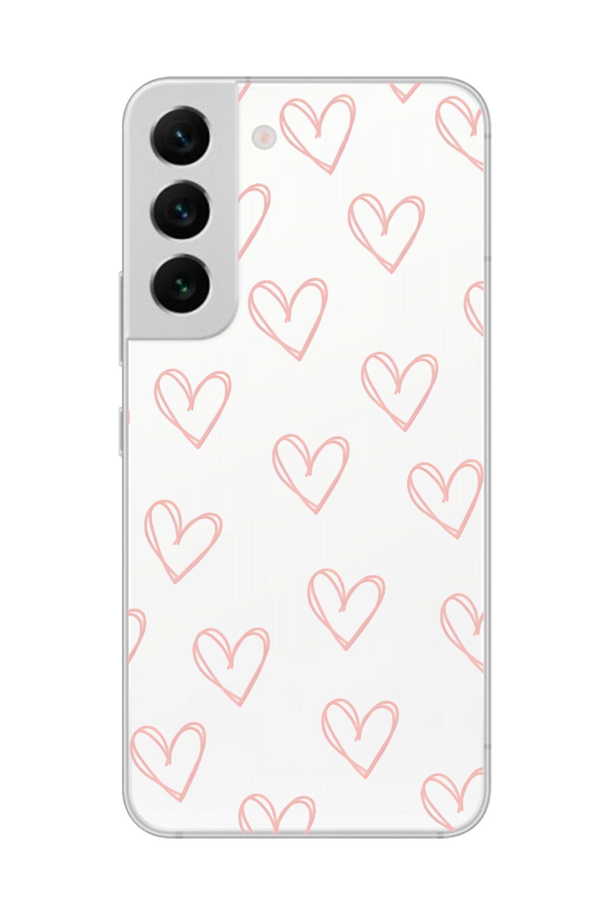 Dali Design Samsung Galaxy S22+ Uyumlu Şeffaf Kılıf Şeffaf Kalp 2 Tasarımlı