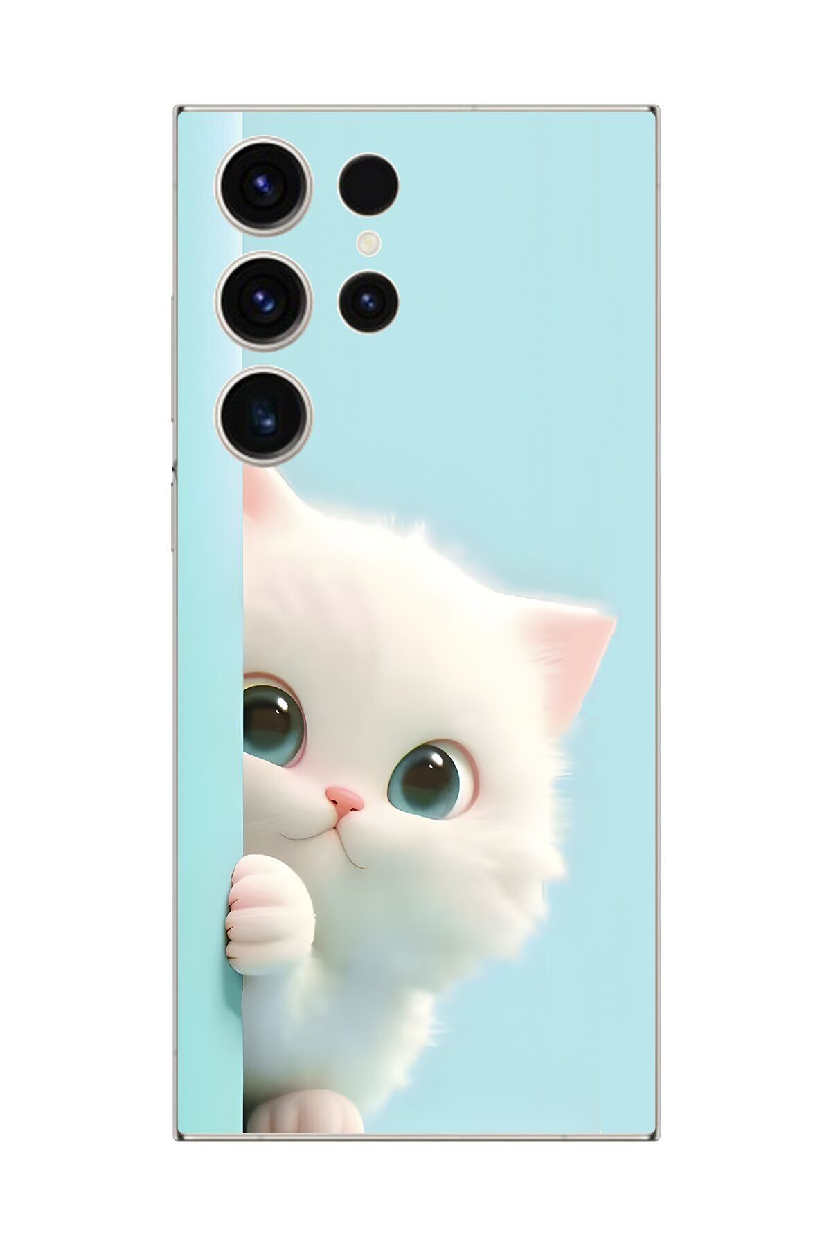 Dali Design Samsung Galaxy S23 Ultra Uyumlu Şeffaf Kılıf 2 Peluş Kedi Tasarımlı