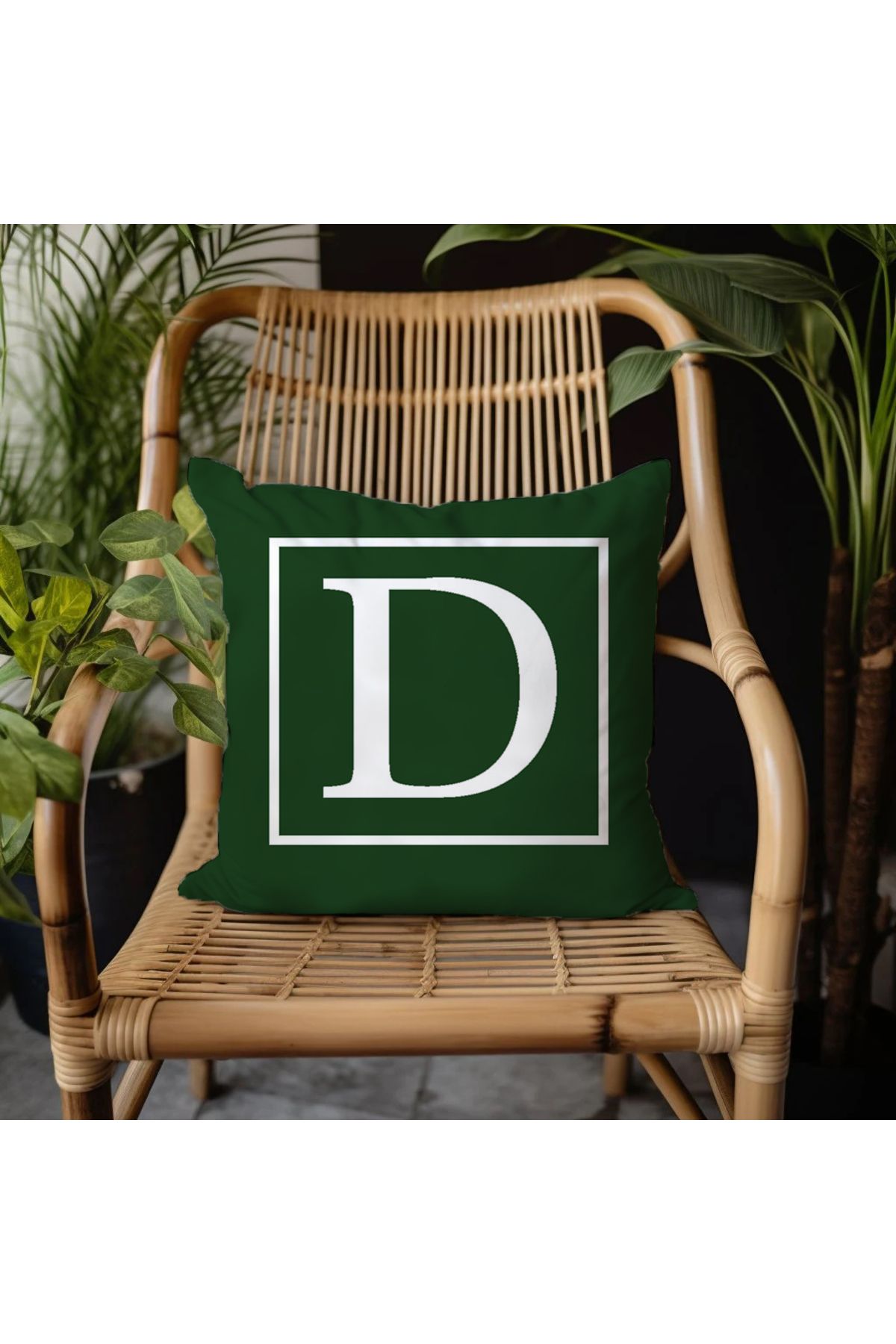 GREENDECOR D Harfi Elyaf Dolgulu Kırlent D Harfli Süs Yastık Dekoratif Kırlent 25x25 Ya Da 40x40cm Hediyelik