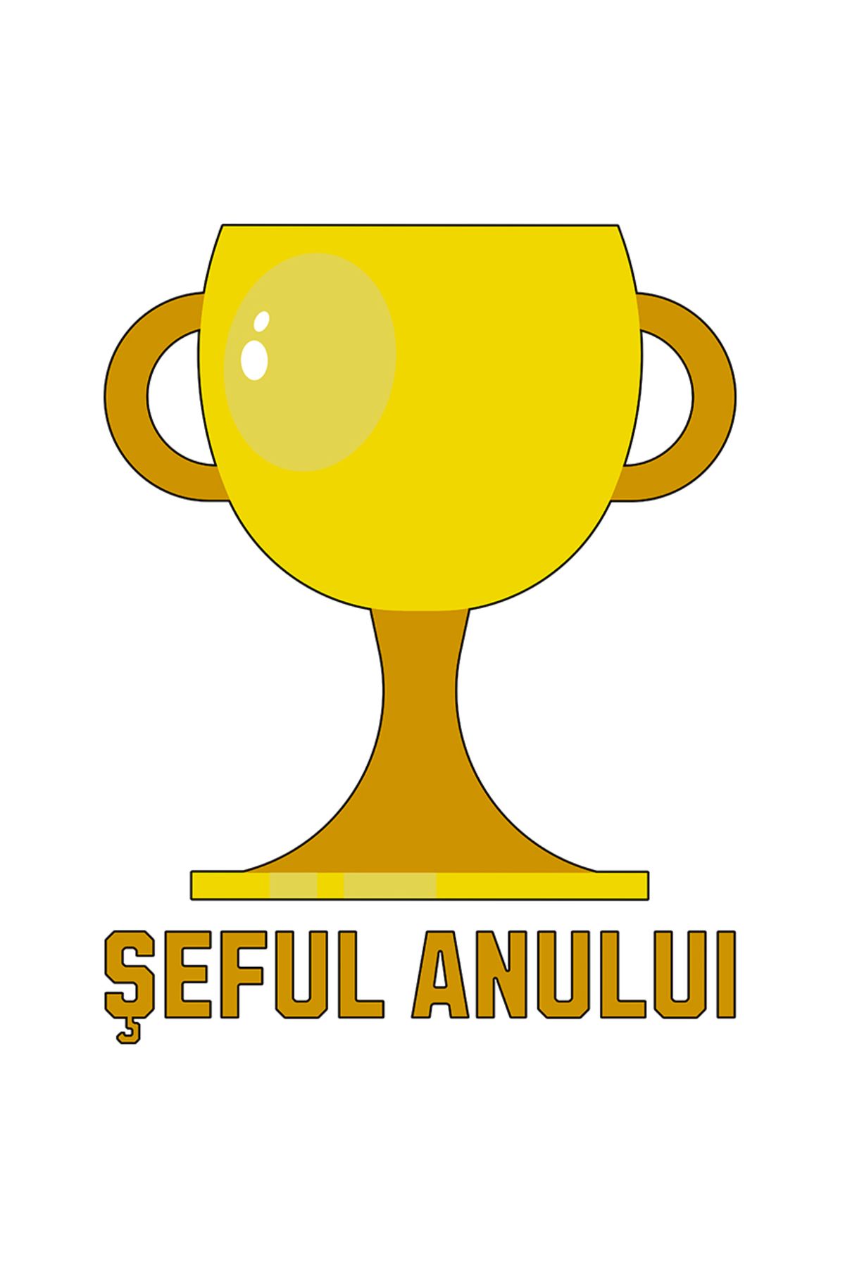 StoryGift Romania Sticker Eticheta 50cm Adeziv Trofeu De Aur Pentru Seful Anului, Lider, Munc Cu Margini Albe, P - One Size