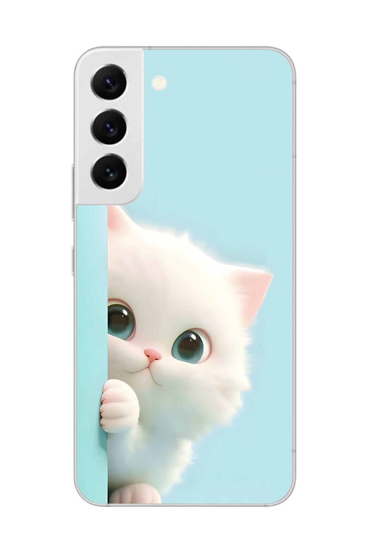 Dali Design Samsung Galaxy S22 Uyumlu Şeffaf Kılıf 2 Peluş Kedi Tasarımlı