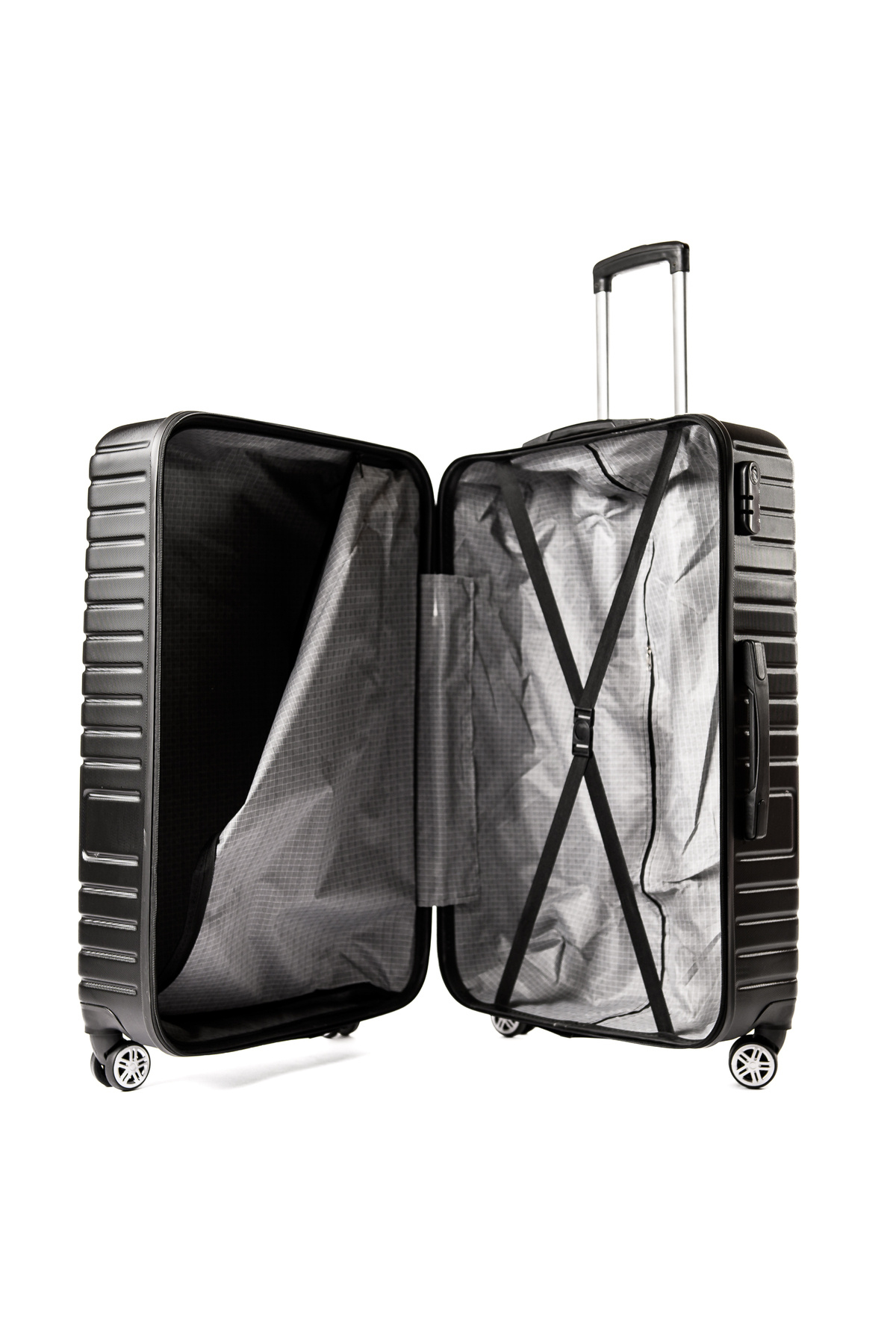 Travel POLO-Medium trolley, TRAVEL POLO, 67x41x29cm, A1004, checked luggage. ABS suitcase, Black 3