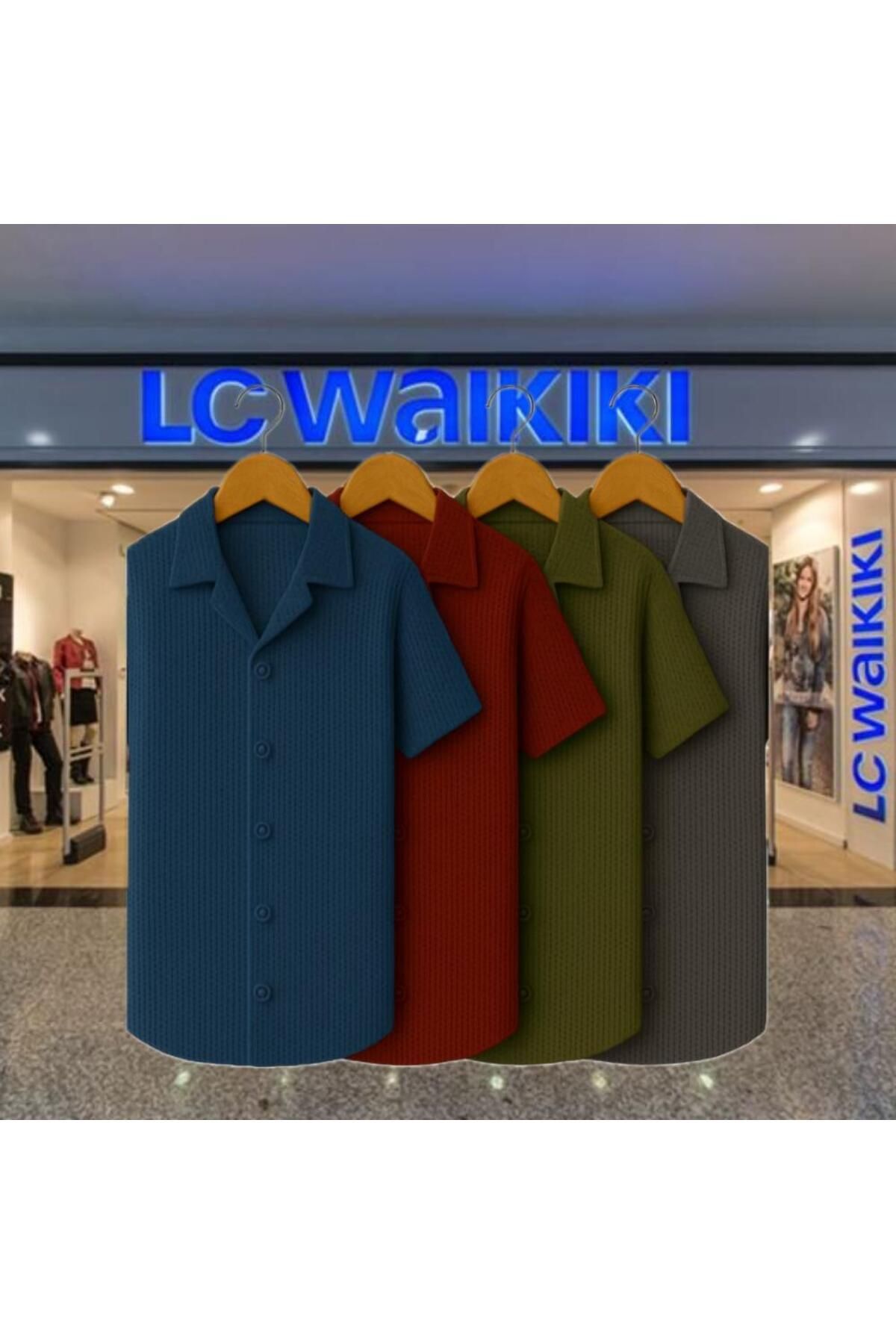 LC Waikiki 4'lü Avantaj %100 Pamuk Yeni Sezon Trend Kısa Kol Erkek Düğmeli Premium Gömlek