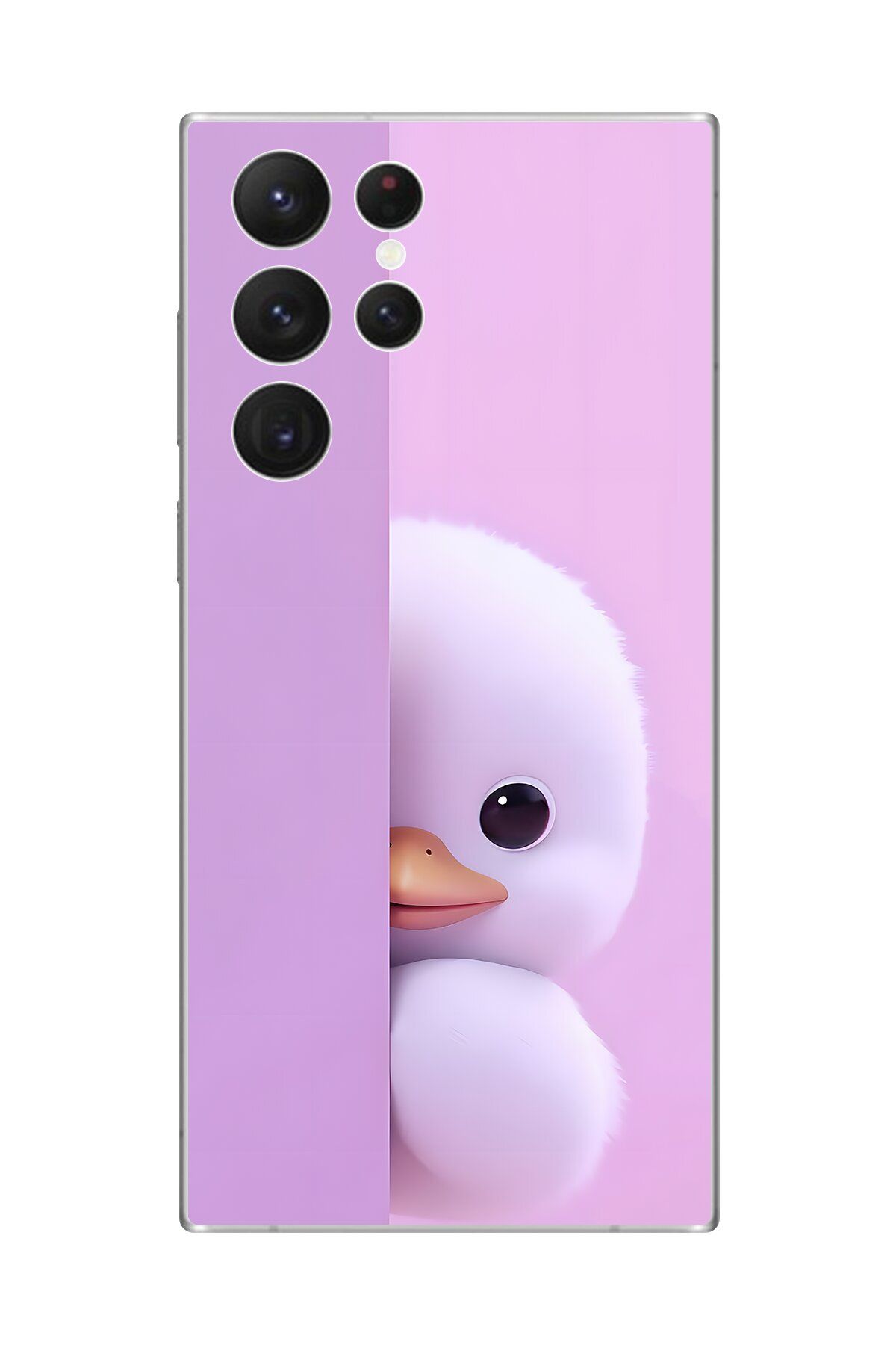 Dali Design Samsung Galaxy S22 Ultra Uyumlu Şeffaf Kılıf 3 Peluş Ördek Tasarımlı