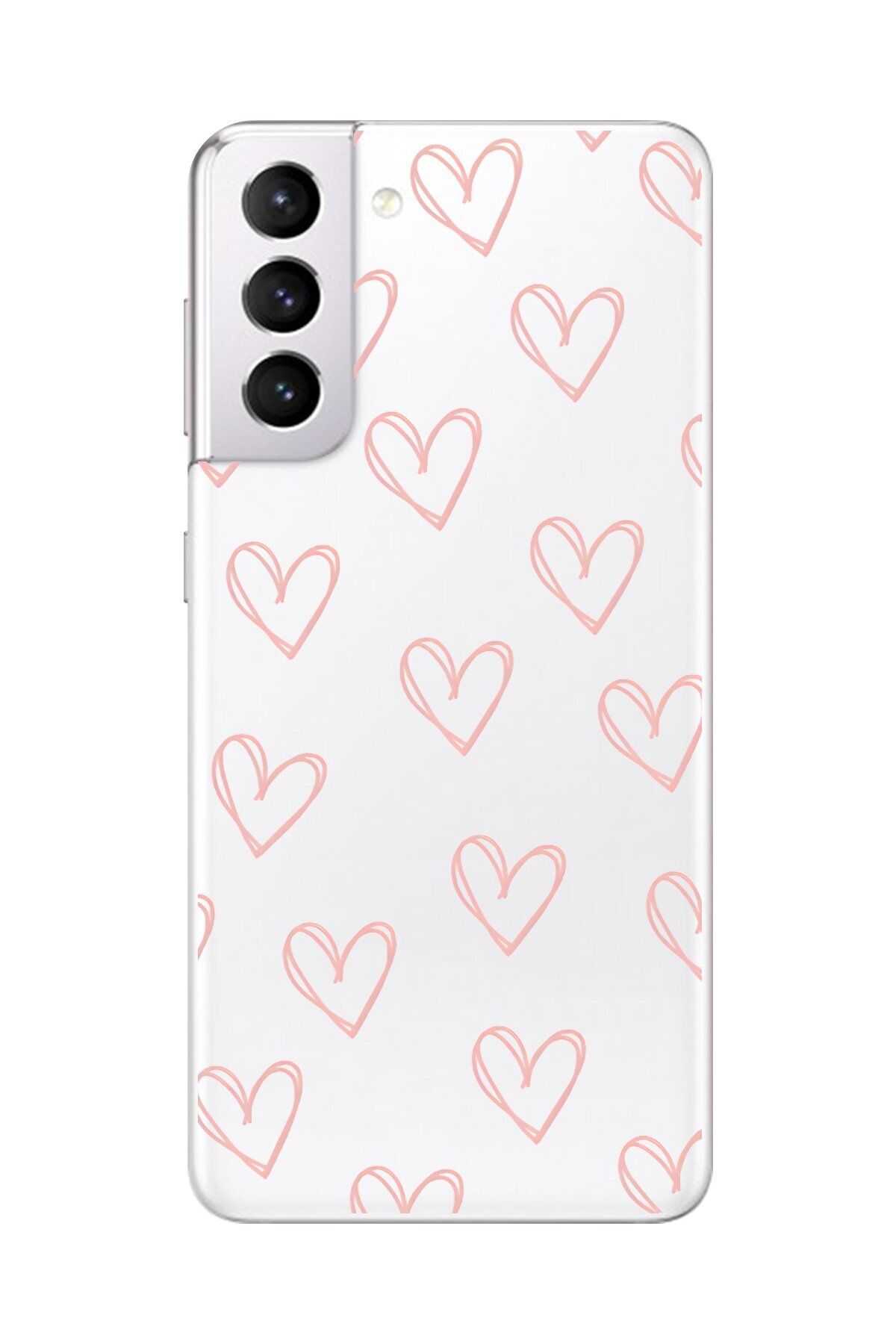 Dali Design Galaxy S21 Uyumlu Şeffaf Kılıf Şeffaf Kalp 2 Tasarımlı