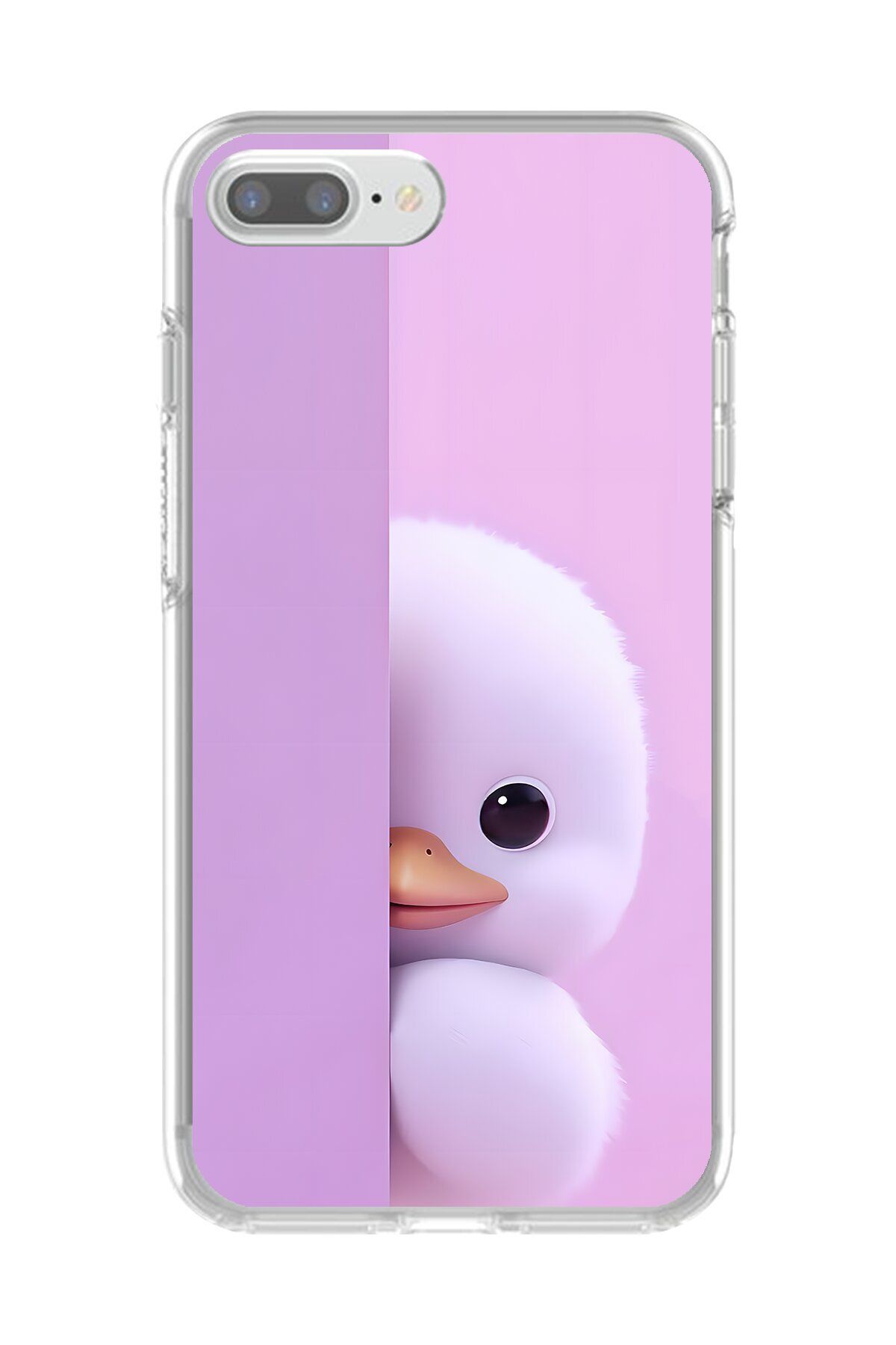 Dali Design iPhone 8 Plus Uyumlu Şeffaf Kılıf 3 Peluş Ördek Tasarımlı