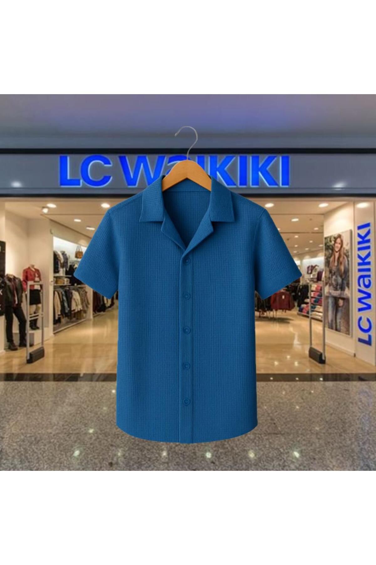 LC Waikiki %100 Pamuk Yeni Sezon Trend Kısa Kol Erkek Düğmeli Premium Gömlek