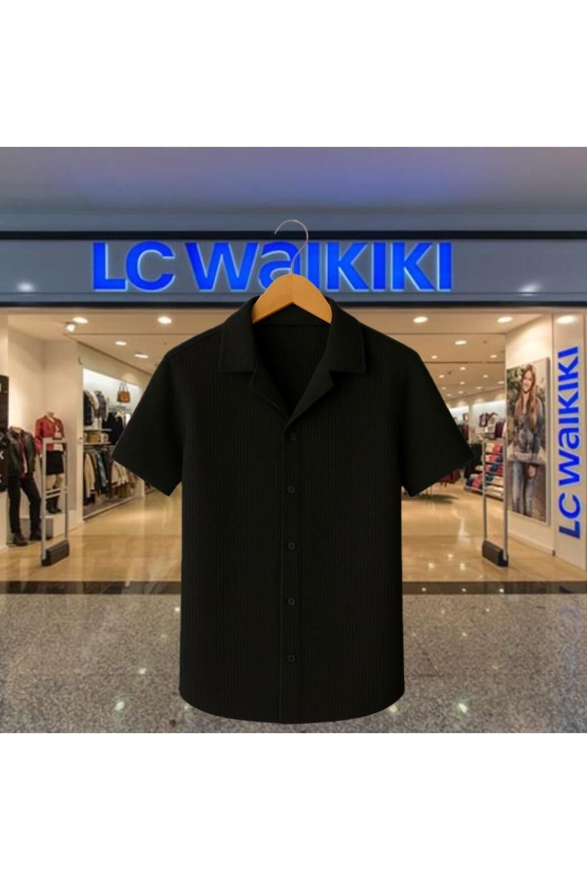 LC Waikiki %100 Pamuk Yeni Sezon Trend Kısa Kol Erkek Düğmeli Premium Gömlek