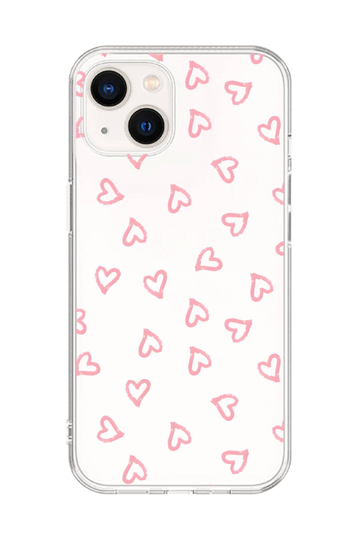 Dali Design iPhone 14 Plus Uyumlu Şeffaf Kılıf Şeffaf Kalp 3 Tasarımlı