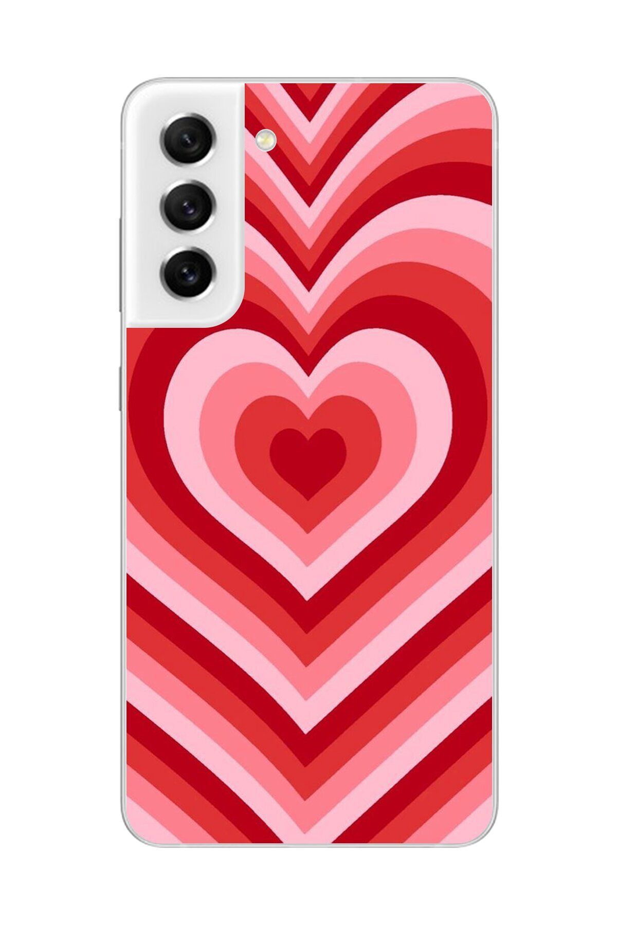 Dali Design Galaxy S21 FE Uyumlu Şeffaf Kılıf Kalp 3 Tasarımlı