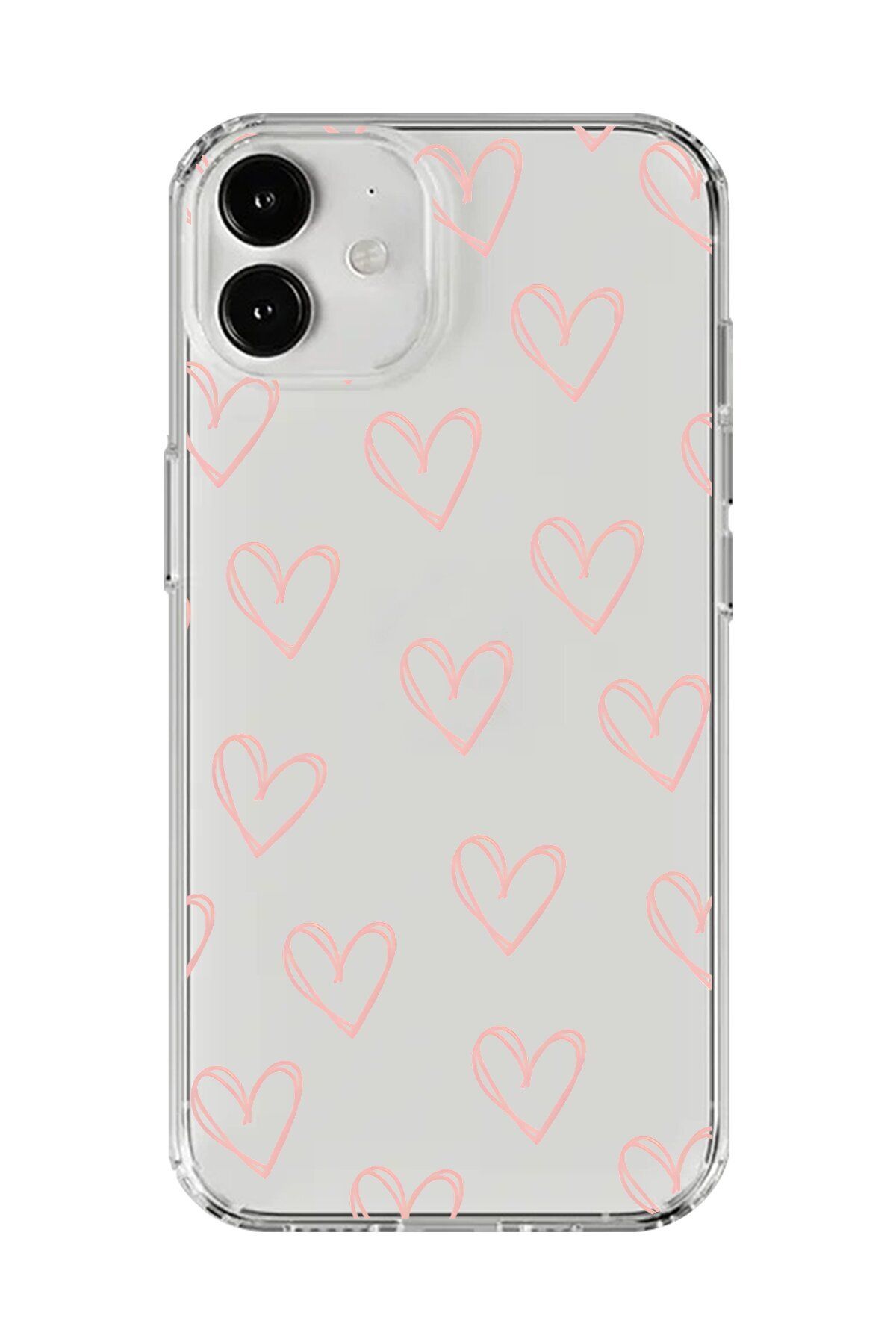 Dali Design iPhone 12 Mini Uyumlu Şeffaf Kılıf Şeffaf Kalp 2 Tasarımlı
