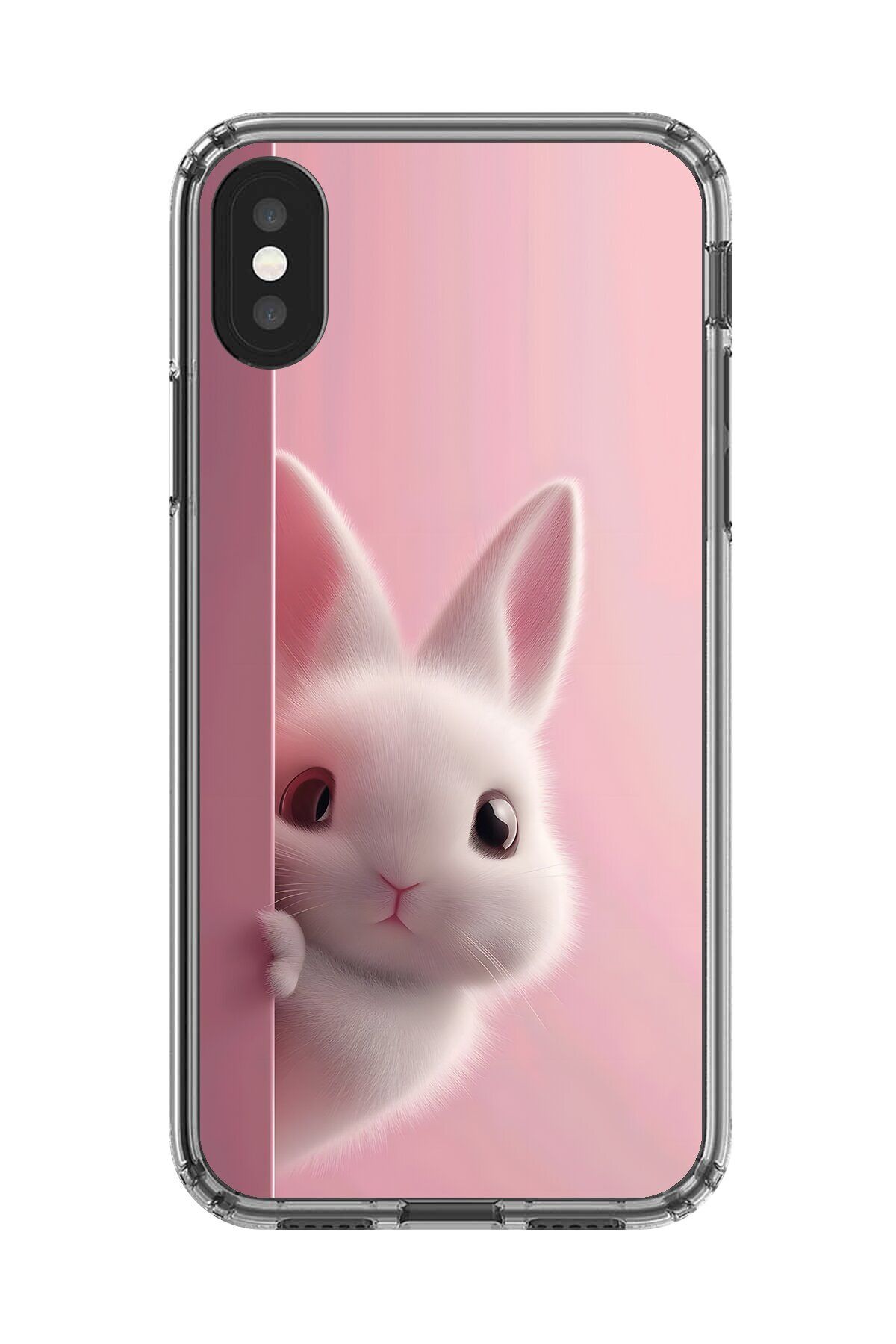 Dali Design iPhone X Uyumlu Şeffaf Kılıf 5 Peluş Tavşan Tasarımlı