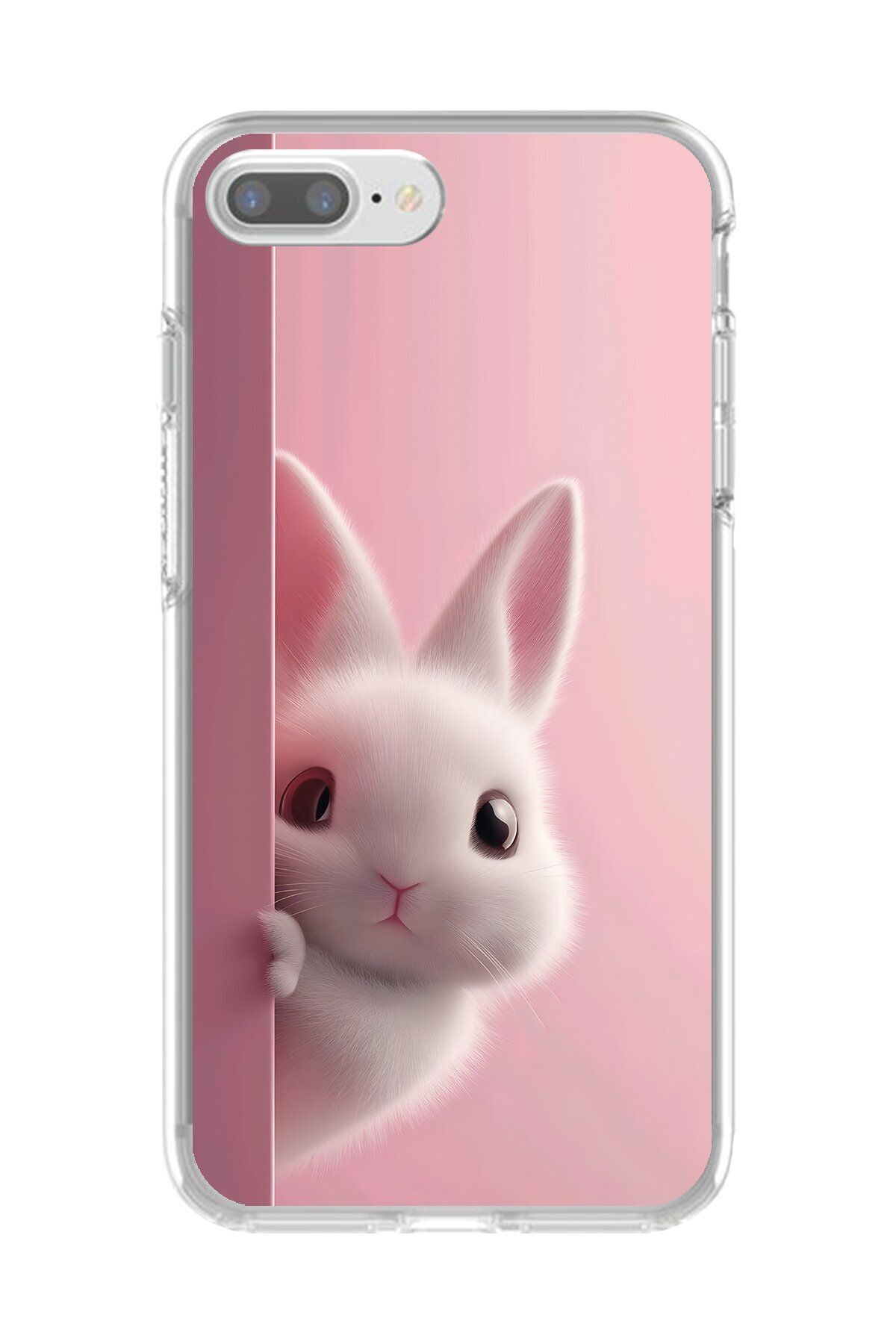Dali Design iPhone 7 Plus Uyumlu Şeffaf Kılıf 5 Peluş Tavşan Tasarımlı