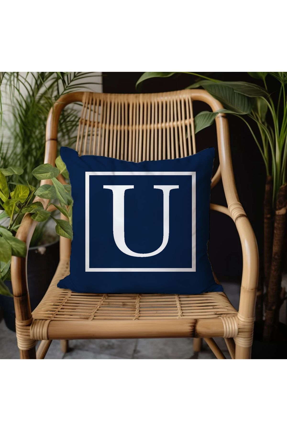 GREENDECOR U Harfi Elyaf Dolgulu Kırlent U Harfli Süs Yastık Dekoratif Kırlent 25x25 veya 40x40cm Hediyelik