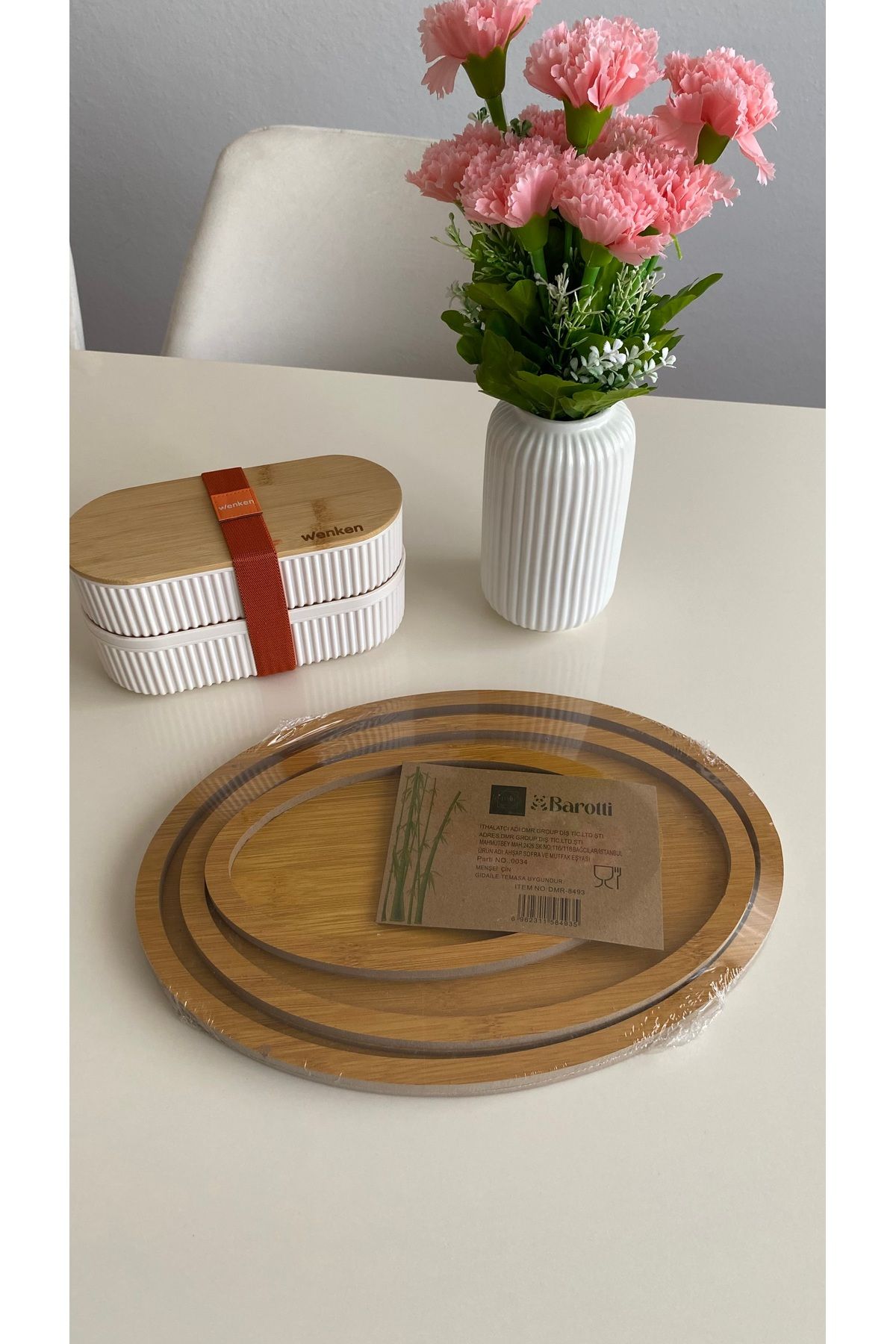 BABALE 3lü Oval Ahşap Sunumluk