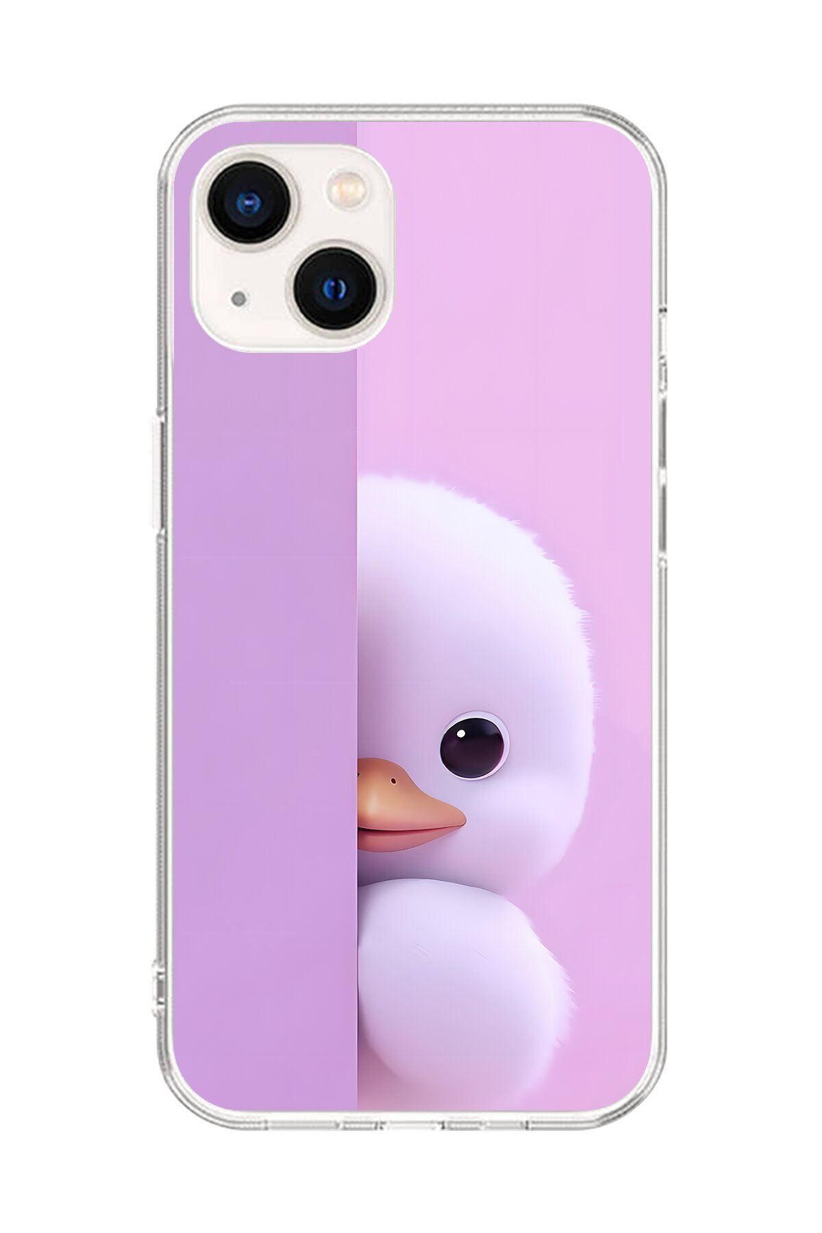 Dali Design iPhone 13 Mini Uyumlu Şeffaf Kılıf 3 Peluş Ördek Tasarımlı
