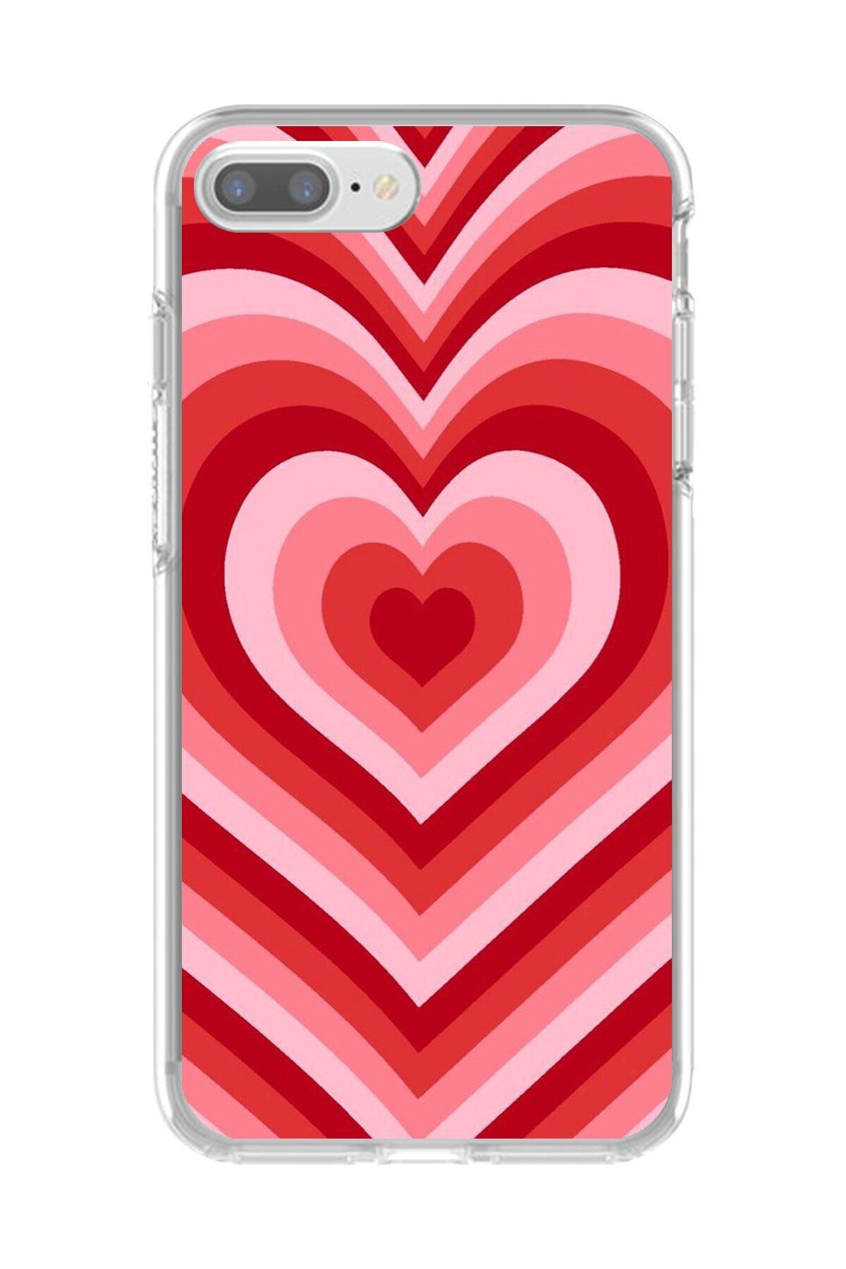 Dali Design iPhone 8 Plus Uyumlu Şeffaf Kılıf Kalp 3 Tasarımlı