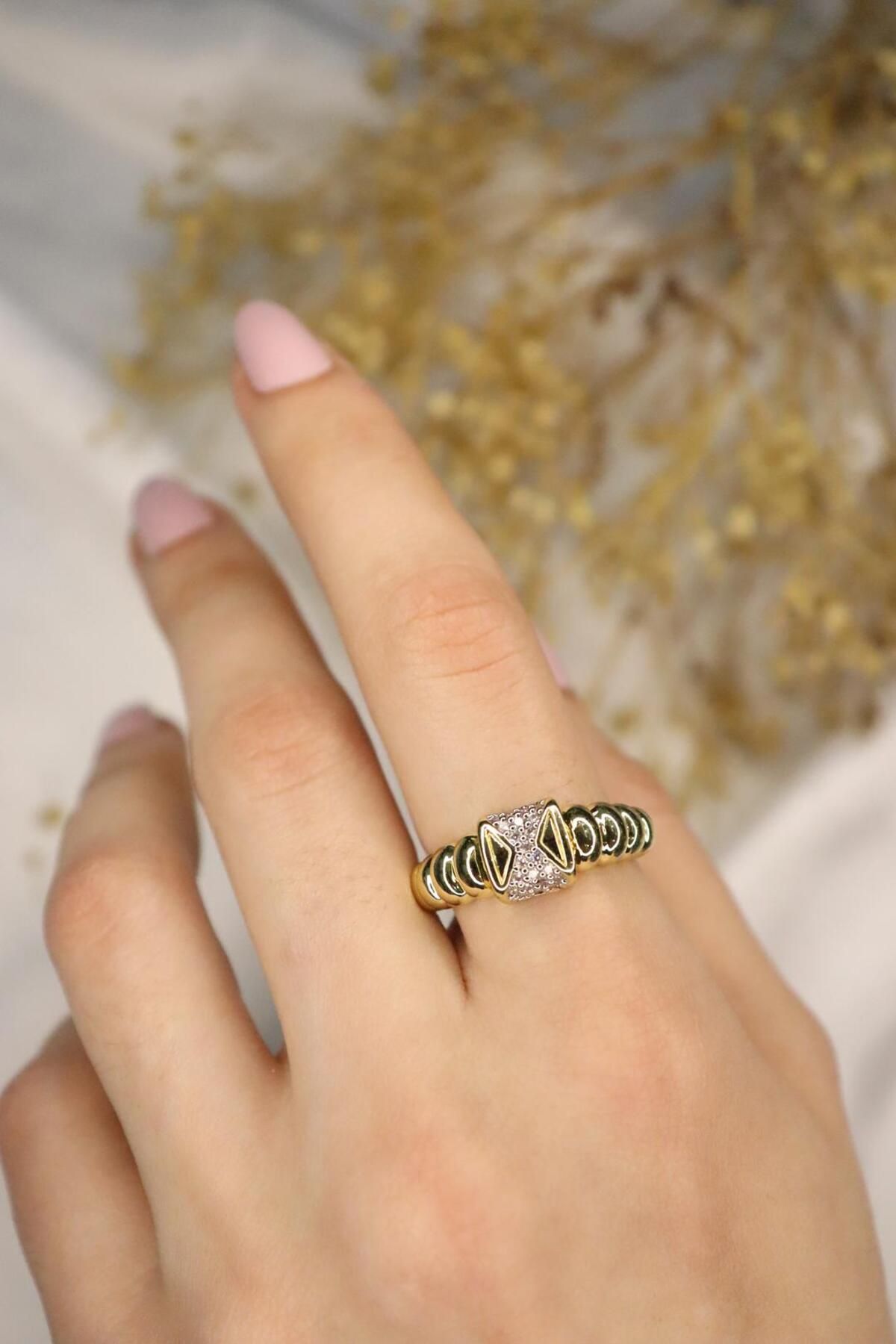 mercanjewelry 14k Ayarlanabilir Zirkon Taşlı Yüzük