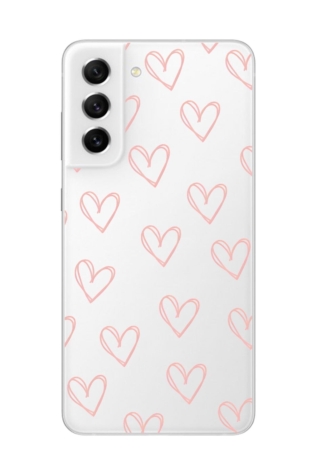 Dali Design Galaxy S21 FE Uyumlu Şeffaf Kılıf Şeffaf Kalp 2 Tasarımlı
