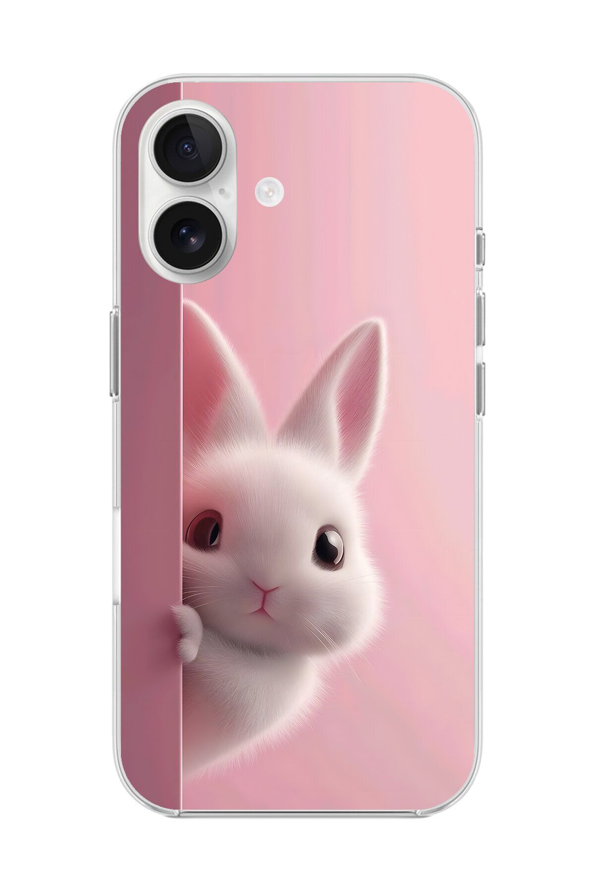 Dali Design iPhone 16 Plus Uyumlu Şeffaf Kılıf 5 Peluş Tavşan Tasarımlı