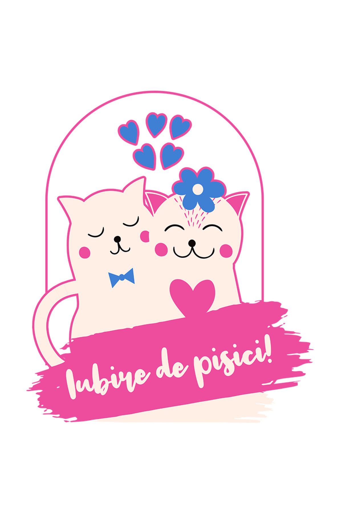 StoryGift Romania Sticker Autocolant 70cm Adeziv Pisici Indragostite Valentine's Day Cuplu Iubire Cu Margini Alb - One Size