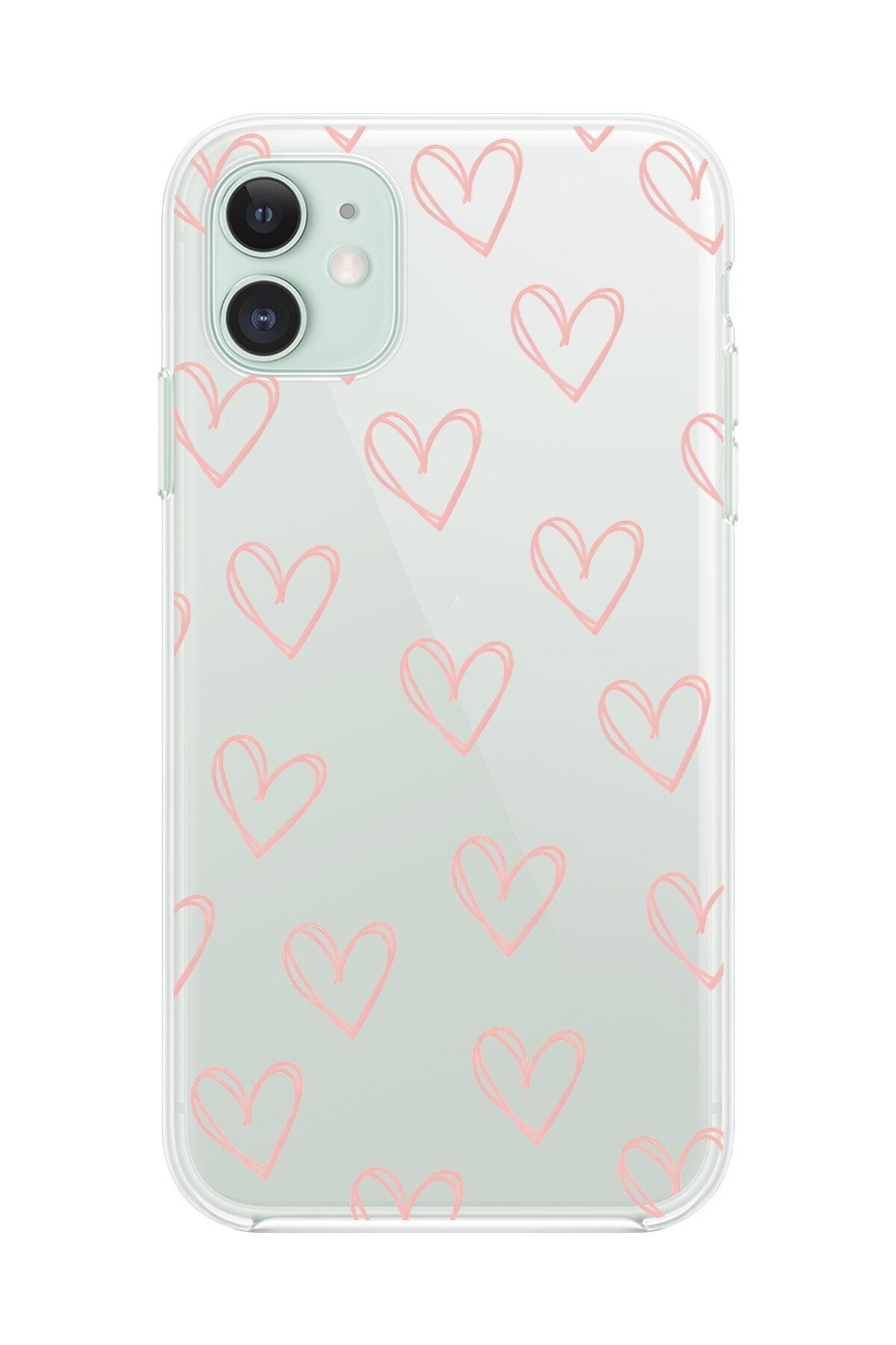 Dali Design iPhone 11 Uyumlu Şeffaf Kılıf Şeffaf Kalp 2 Tasarımlı