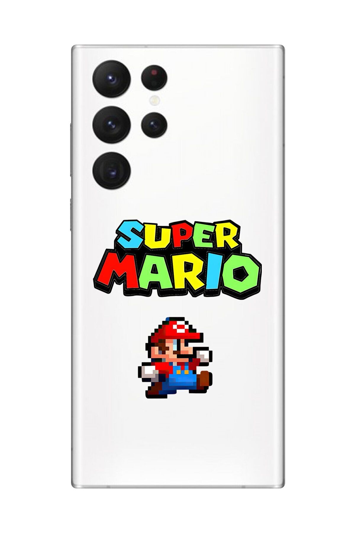 Dali Design Samsung Galaxy S22 Ultra Uyumlu Şeffaf Kılıf 2 Mario Tasarımlı