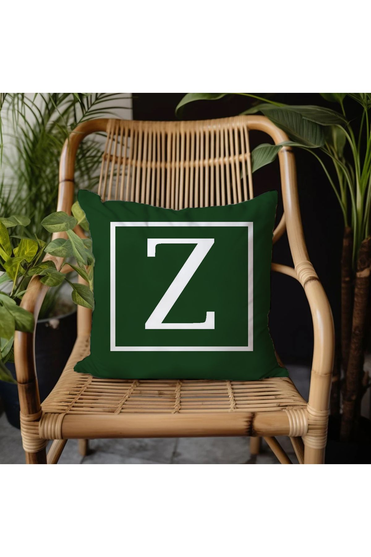GREENDECOR Z Harfi Elyaf Dolgulu Kırlent Z Harfli Süs Yastık Dekoratif Kırlent 25x25 veya 40x40cm Hediyelik