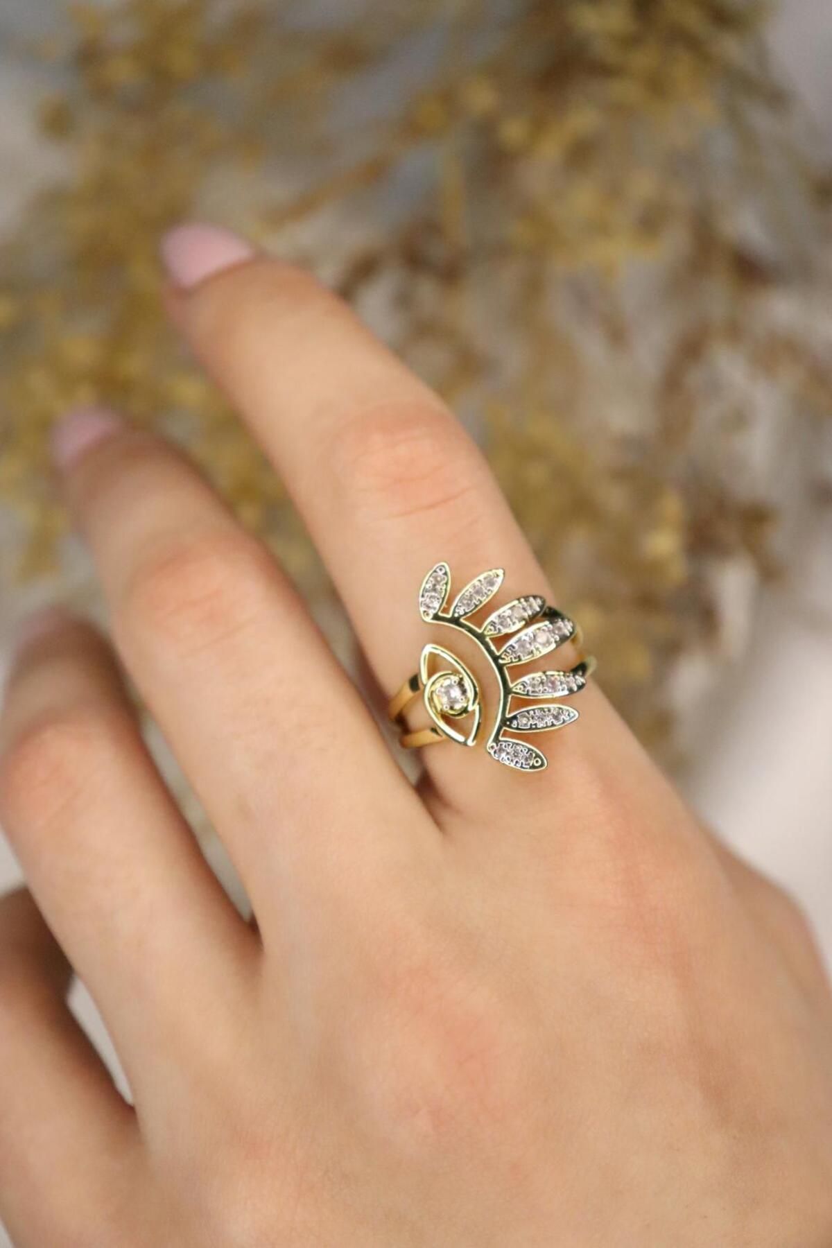 mercanjewelry 14k Ayarlanabilir Zirkon Taşlı Yüzük